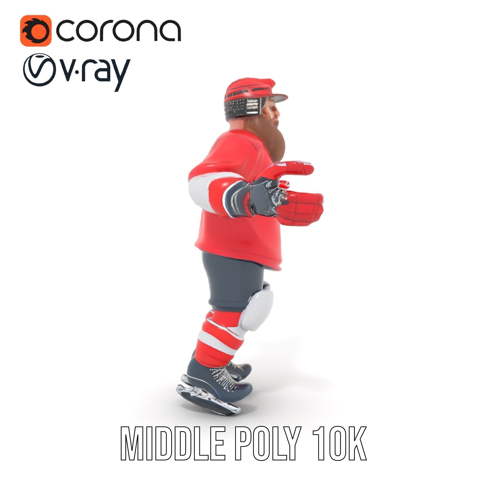 Bearded Hockey Player D Model  Rigged and Animated Low-poly 3D model_23