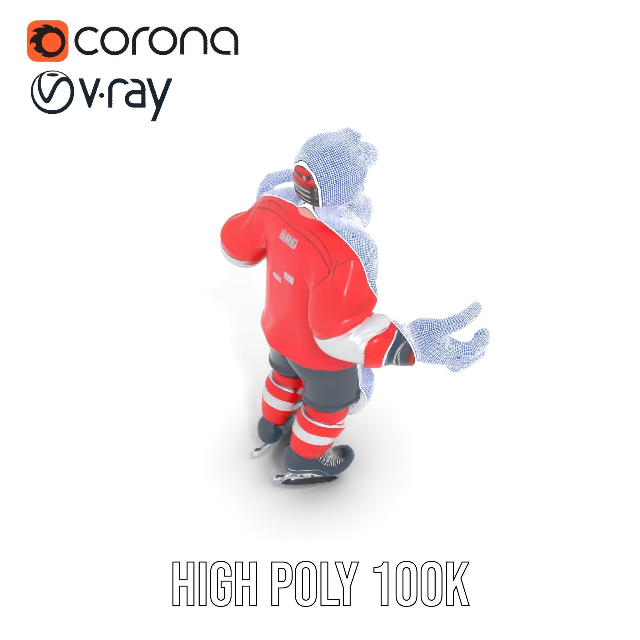 Bearded Hockey Player D Model  Rigged and Animated Low-poly 3D model_28