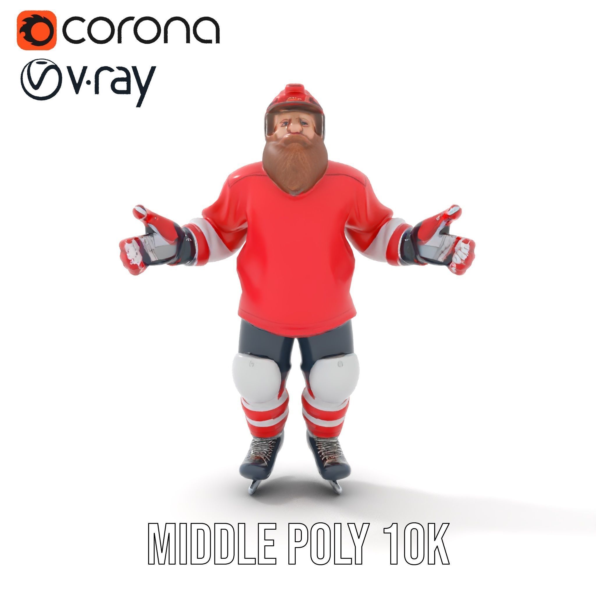 Bearded Hockey Player D Model  Rigged and Animated Low-poly 3D model_18