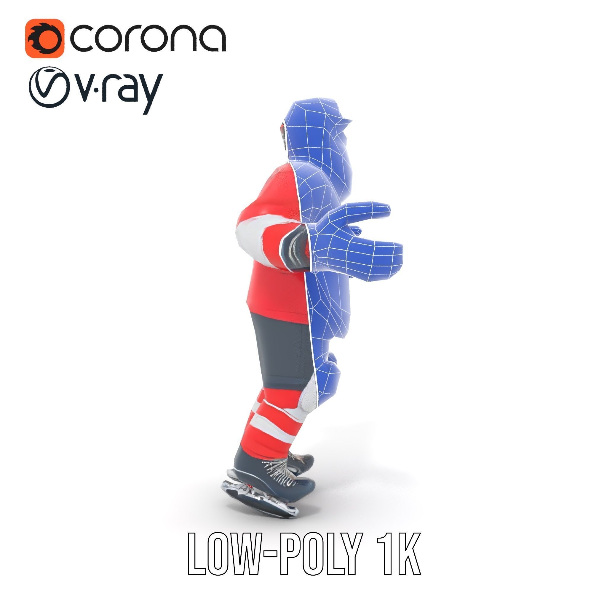 Bearded Hockey Player D Model  Rigged and Animated Low-poly 3D model_30