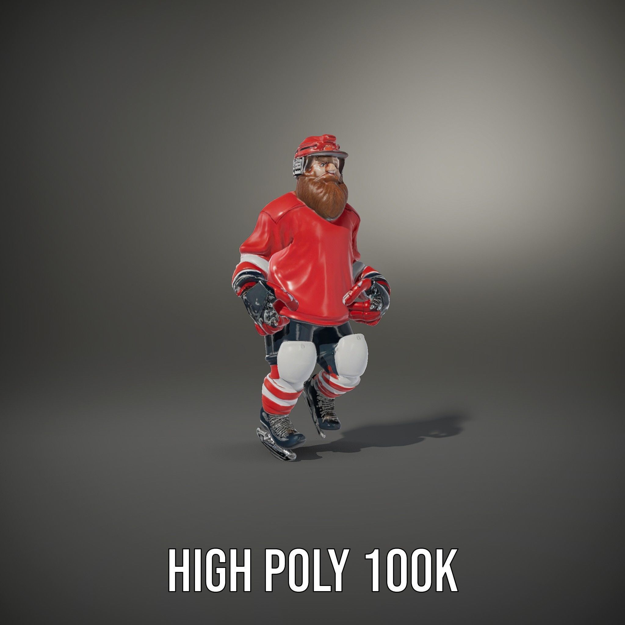 Bearded Hockey Player D Model  Rigged and Animated Low-poly 3D model_33