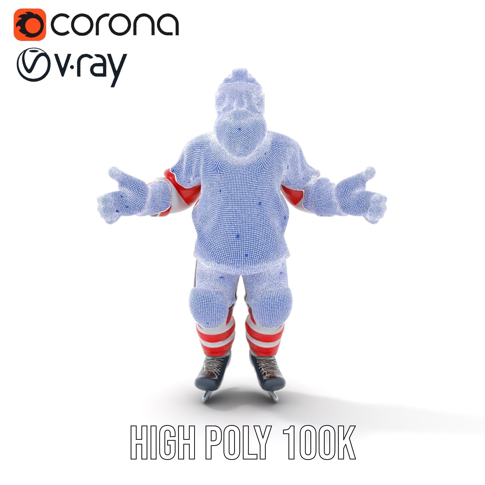 Bearded Hockey Player D Model  Rigged and Animated Low-poly 3D model_31