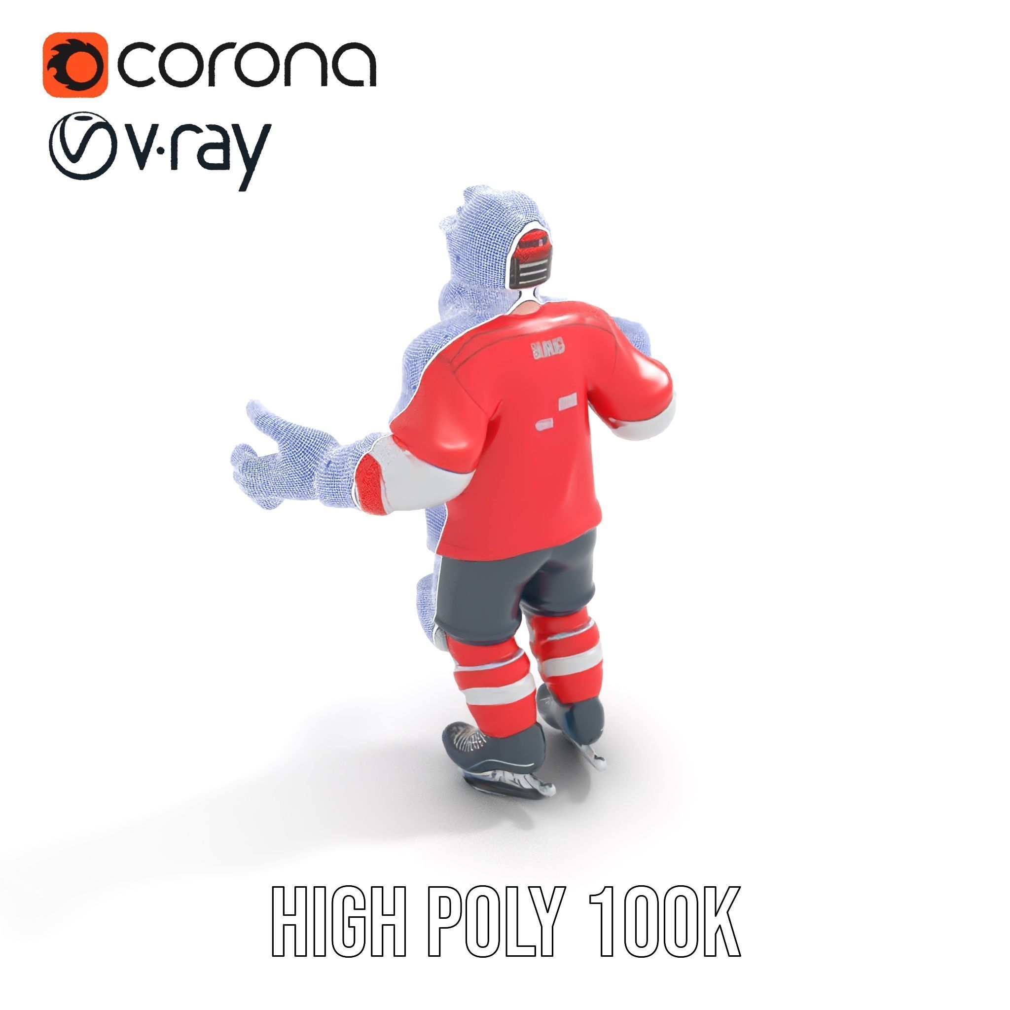 Bearded Hockey Player D Model  Rigged and Animated Low-poly 3D model_17