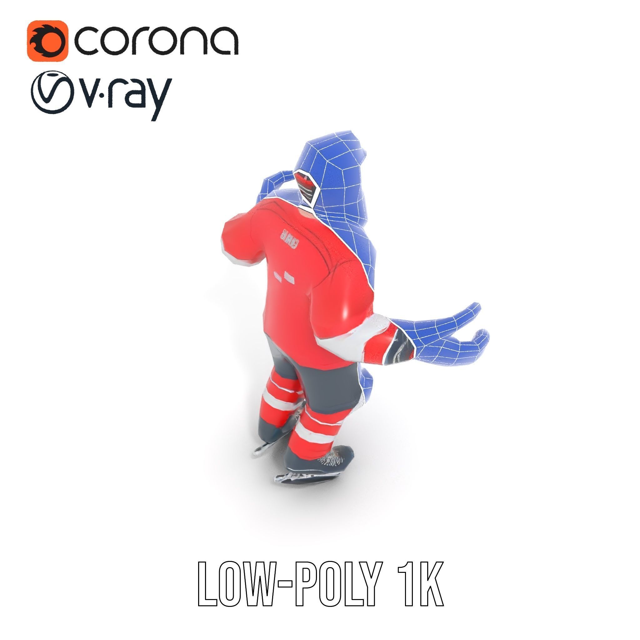 Bearded Hockey Player D Model  Rigged and Animated Low-poly 3D model_19