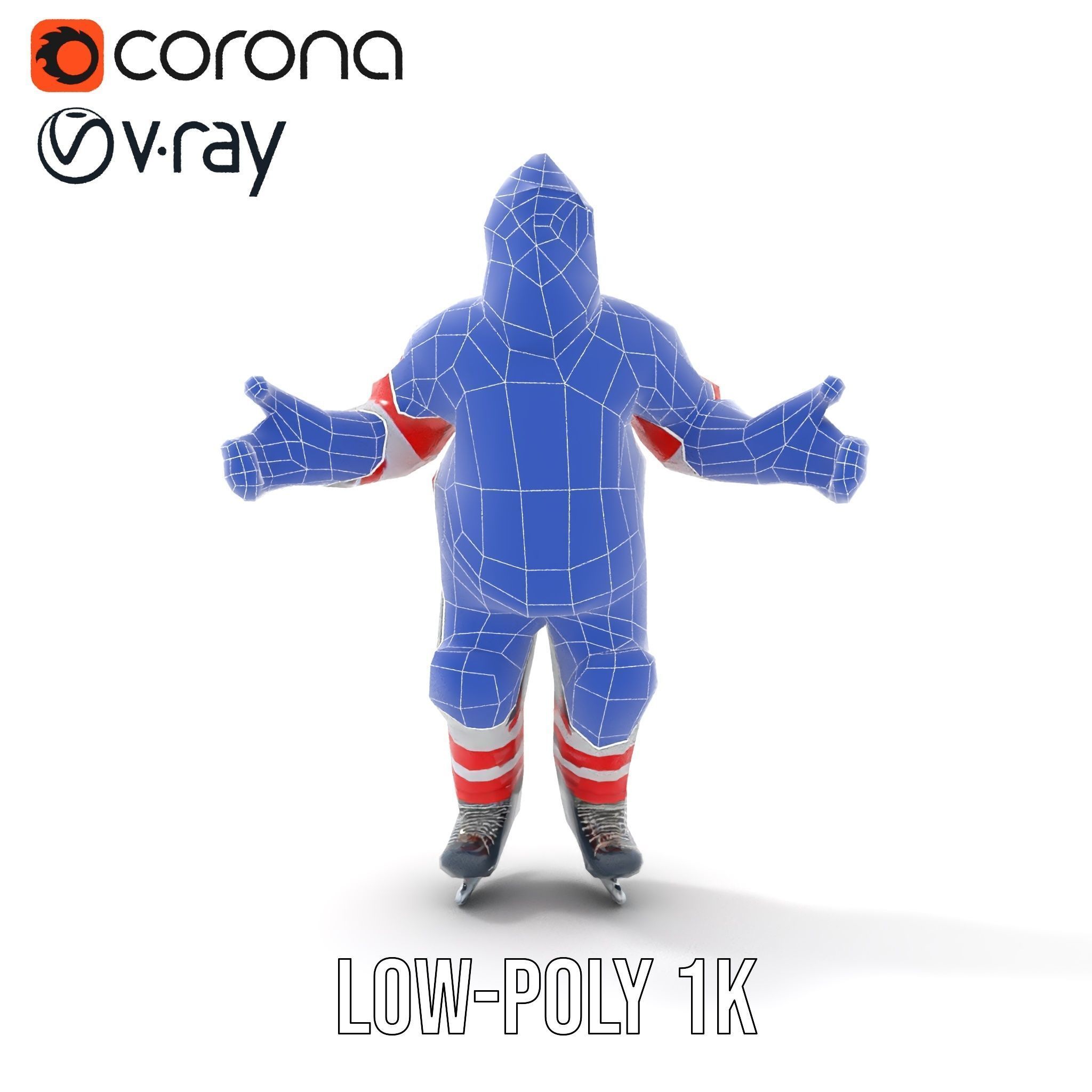 Bearded Hockey Player D Model  Rigged and Animated Low-poly 3D model_22