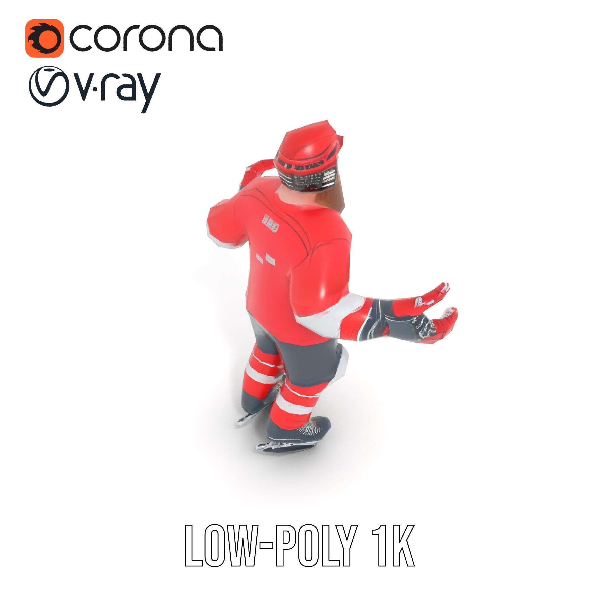 Bearded Hockey Player D Model  Rigged and Animated Low-poly 3D model_10