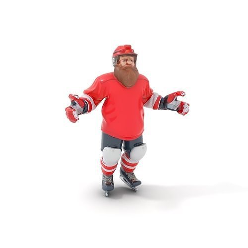 Bearded Hockey Player D Model  Rigged and Animated Low-poly 3D model
