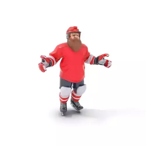 Bearded Hockey Player D Model  Rigged and Animated