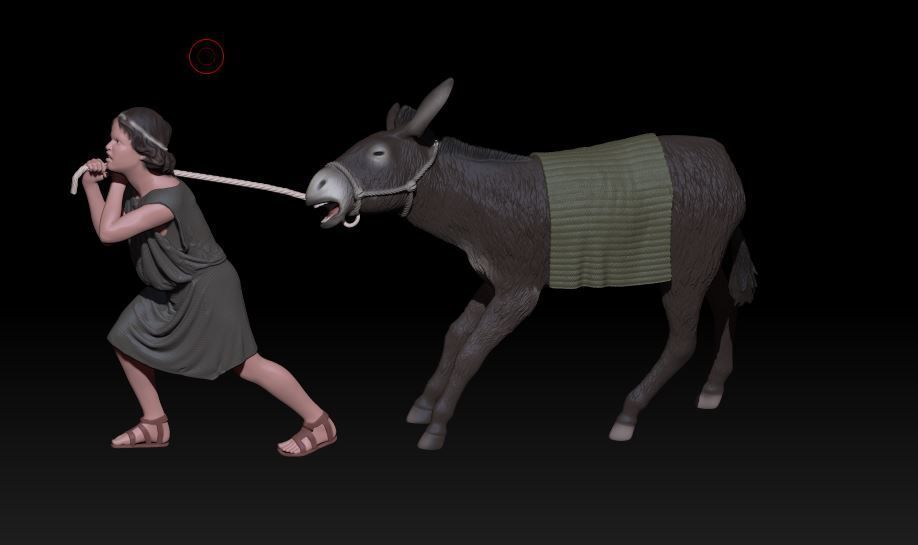 Boy and stubborn donkey 3D print model_2