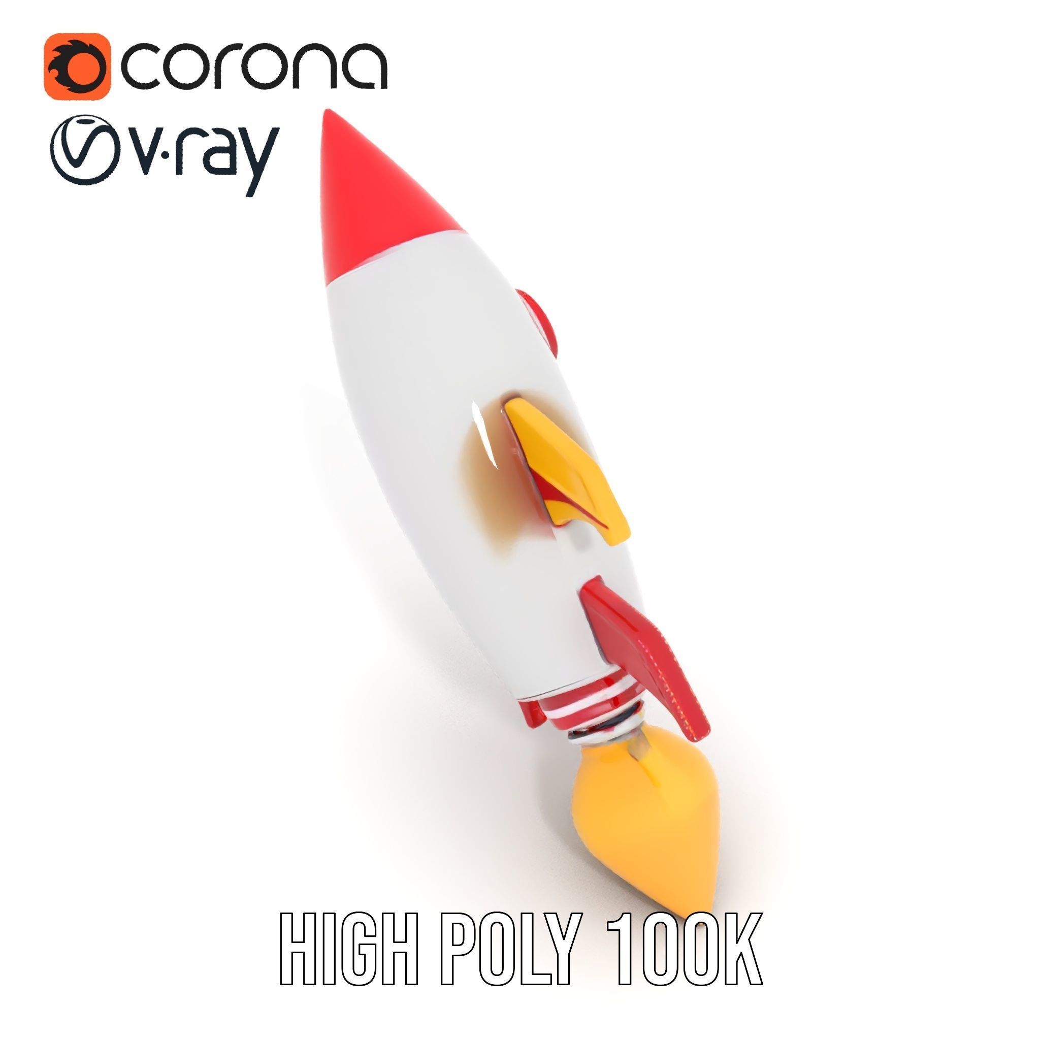 Retro Rocket Ship Model Pack with Vibrant Colors Low-poly 3D model_31