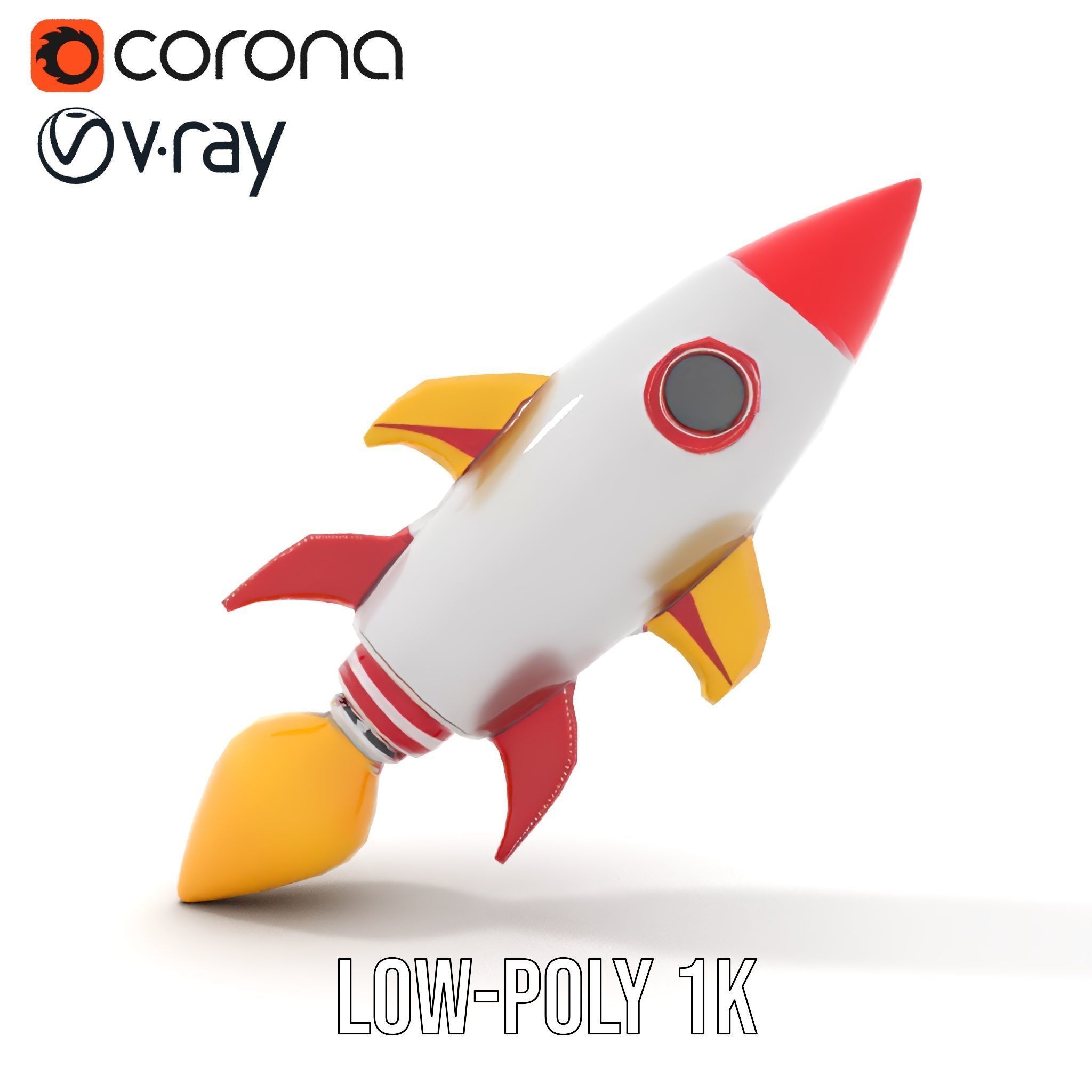 Retro Rocket Ship Model Pack with Vibrant Colors Low-poly 3D model_24