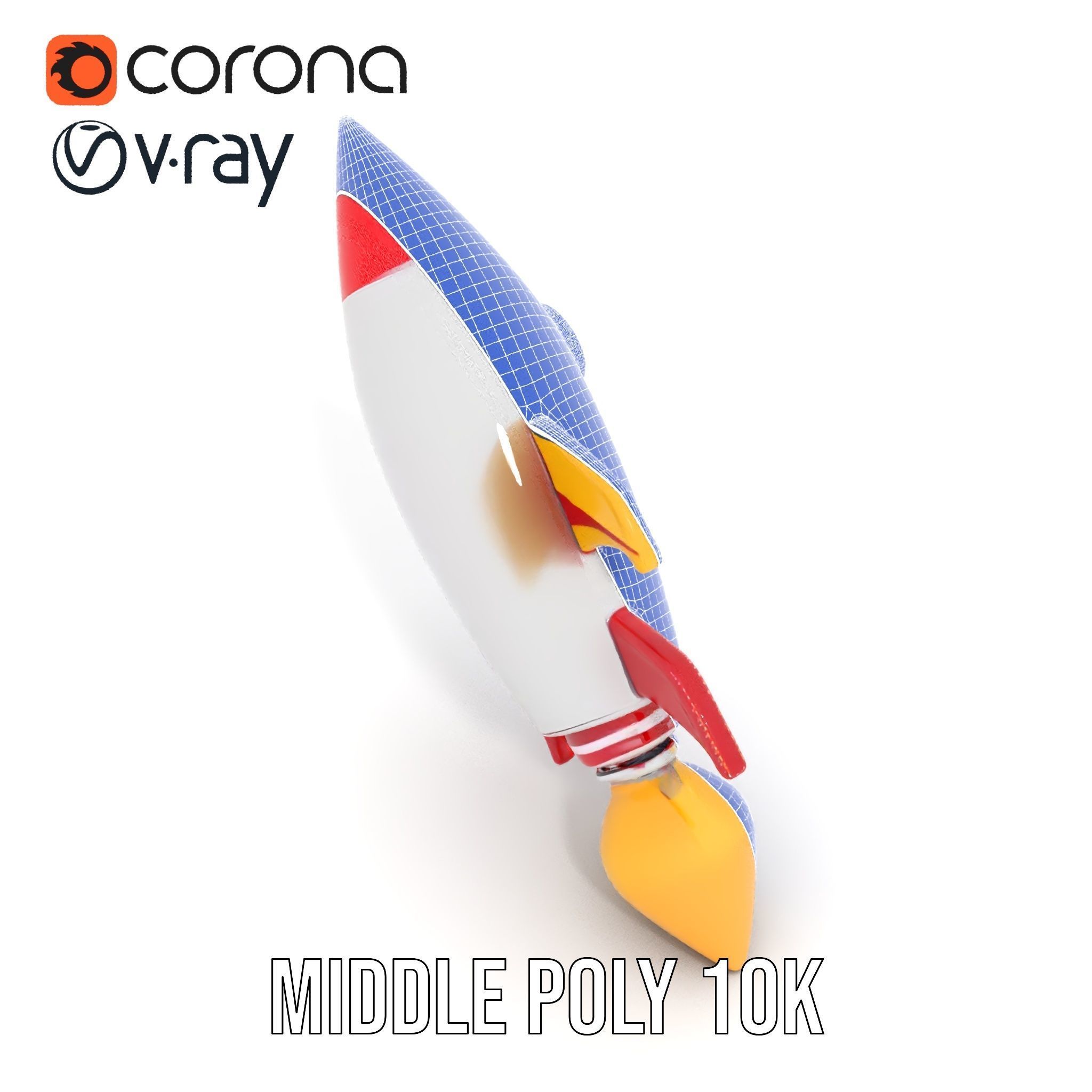 Retro Rocket Ship Model Pack with Vibrant Colors Low-poly 3D model_23