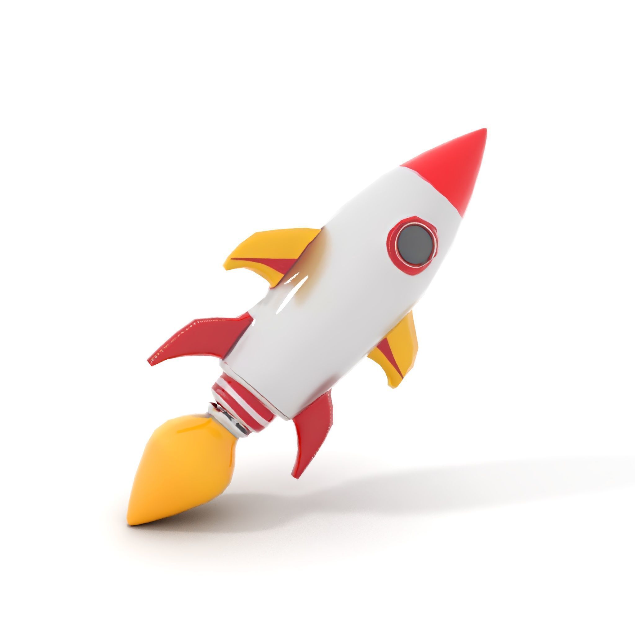Retro Rocket Ship Model Pack with Vibrant Colors Low-poly 3D model_7