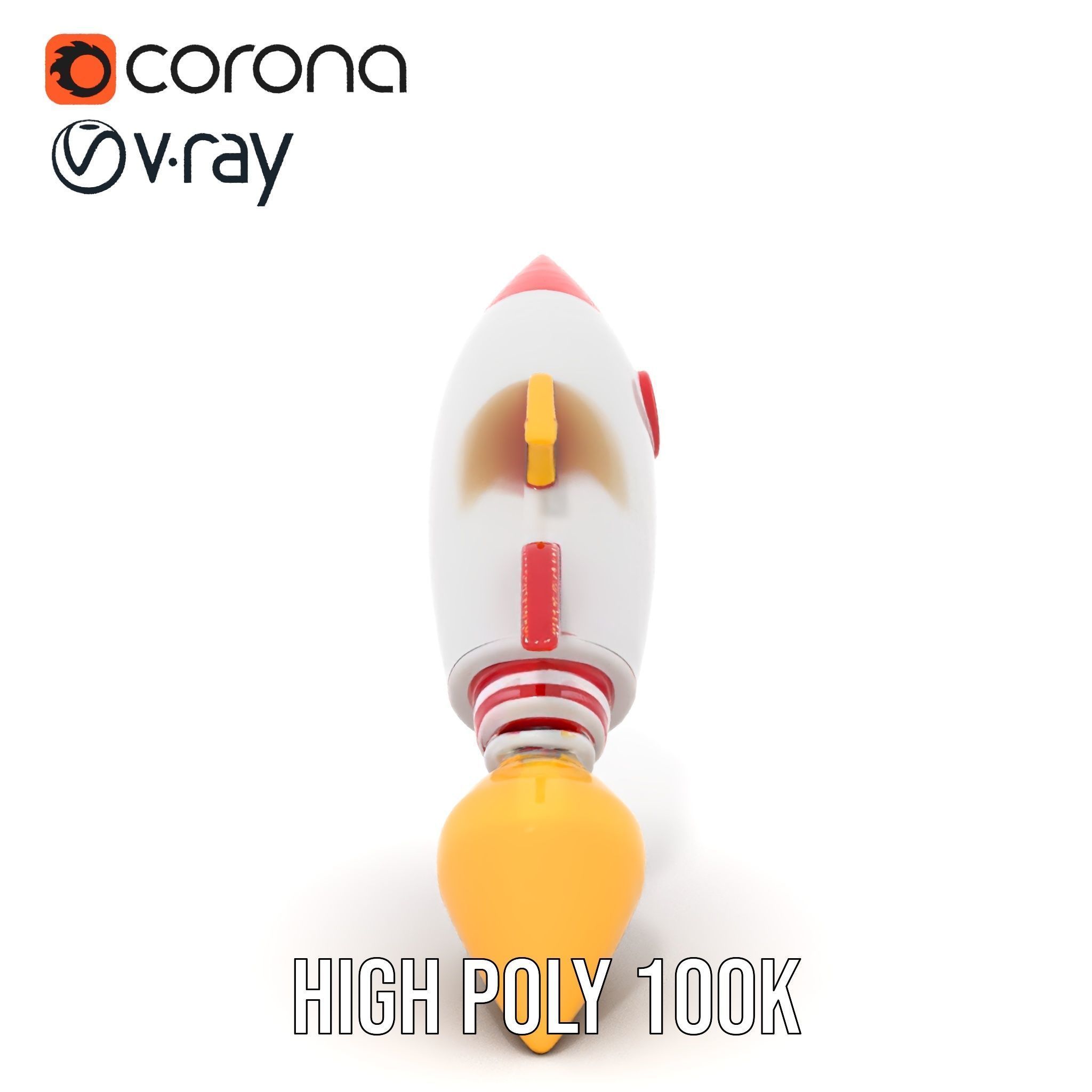 Retro Rocket Ship Model Pack with Vibrant Colors Low-poly 3D model_20