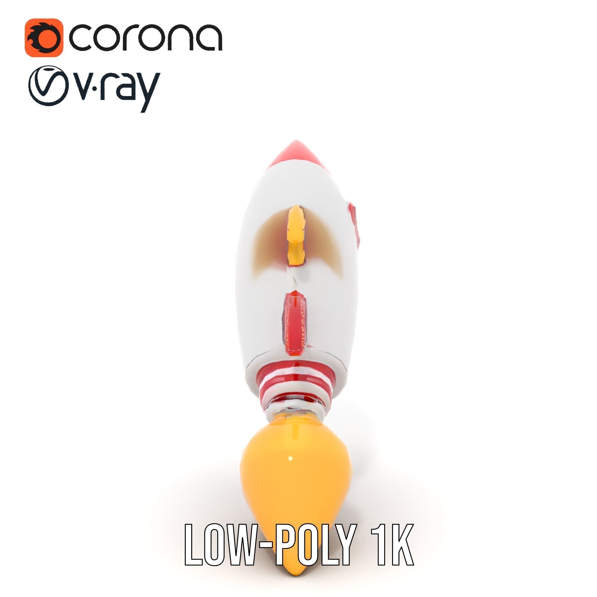 Retro Rocket Ship Model Pack with Vibrant Colors Low-poly 3D model_11