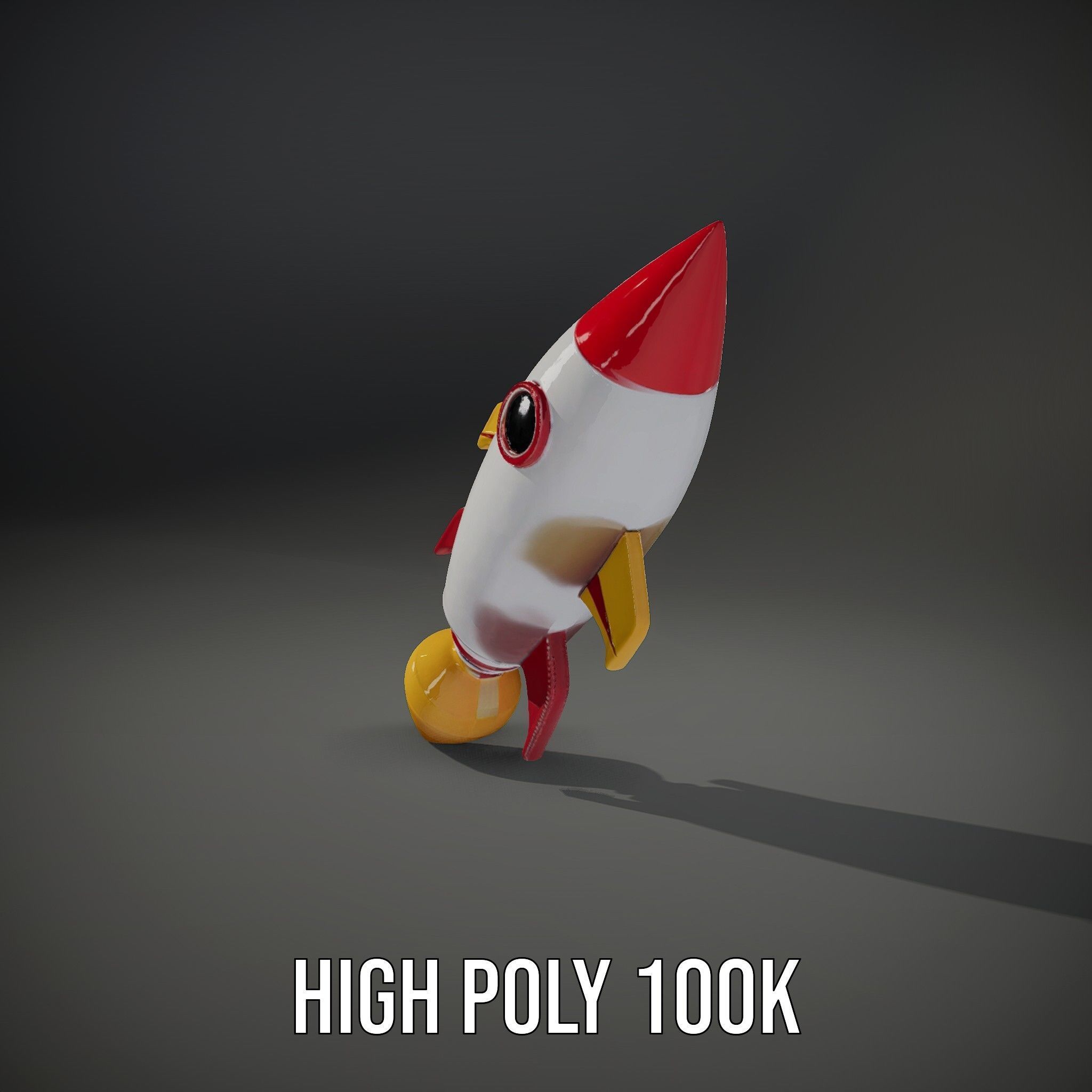 Retro Rocket Ship Model Pack with Vibrant Colors Low-poly 3D model_12