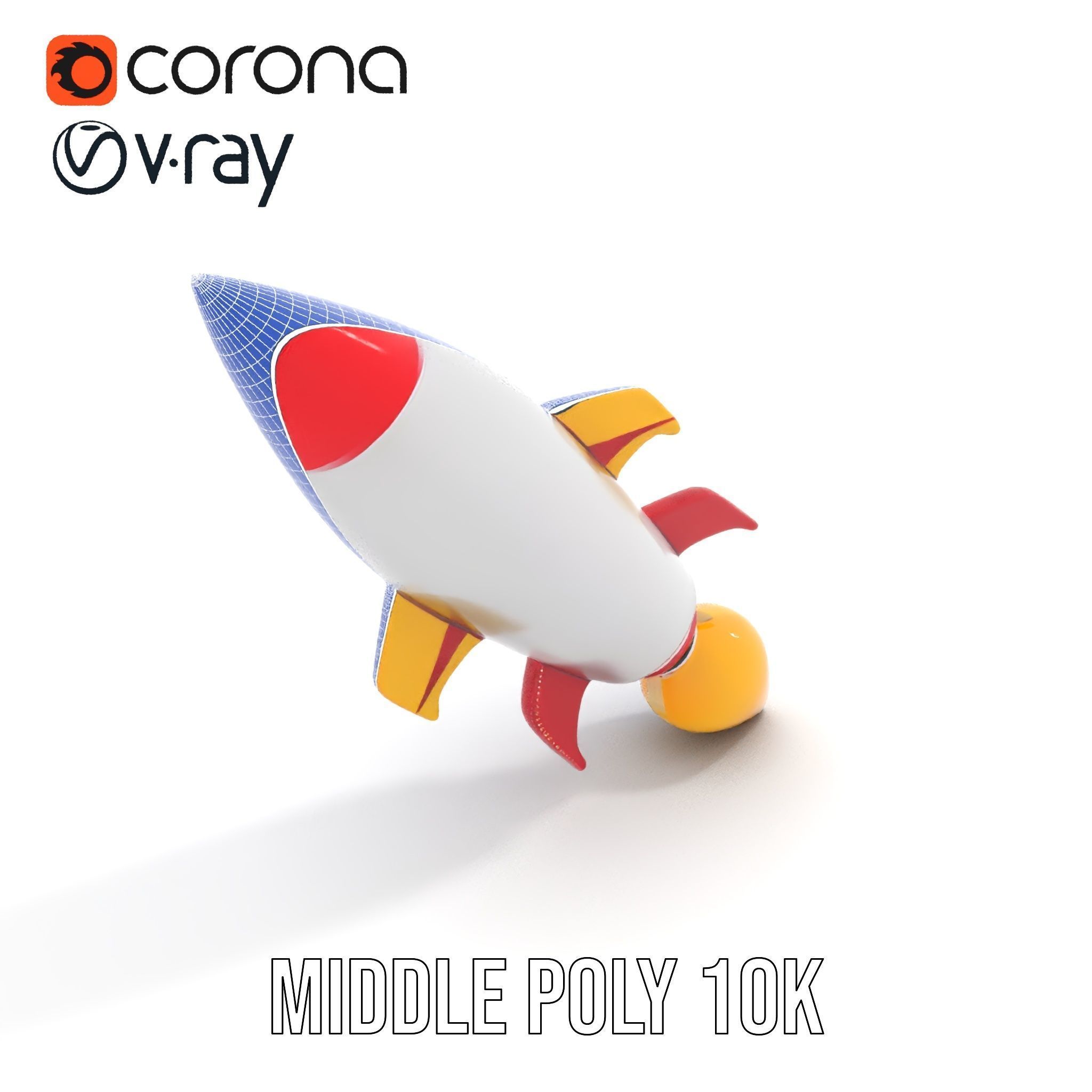 Retro Rocket Ship Model Pack with Vibrant Colors Low-poly 3D model_21