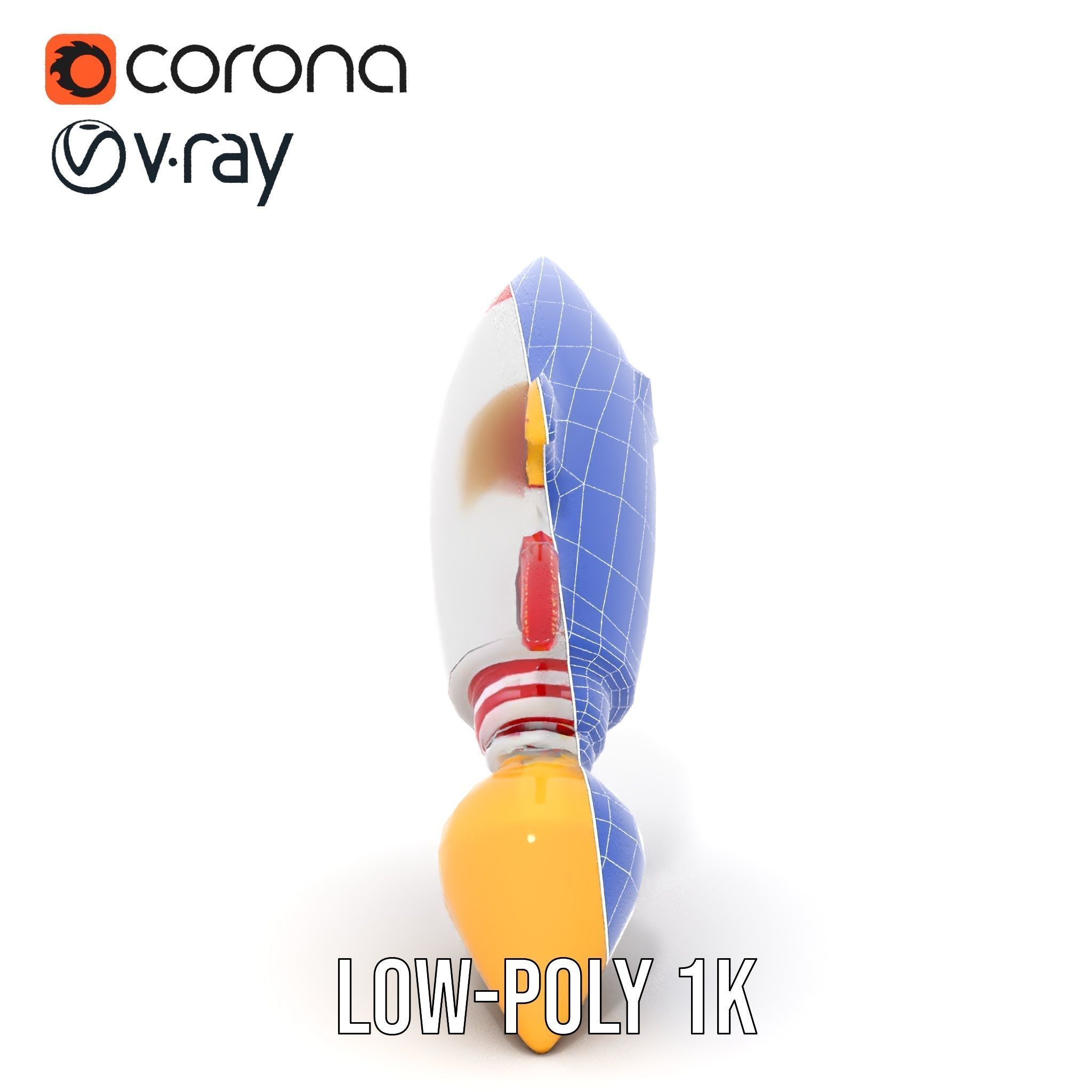 Retro Rocket Ship Model Pack with Vibrant Colors Low-poly 3D model_22