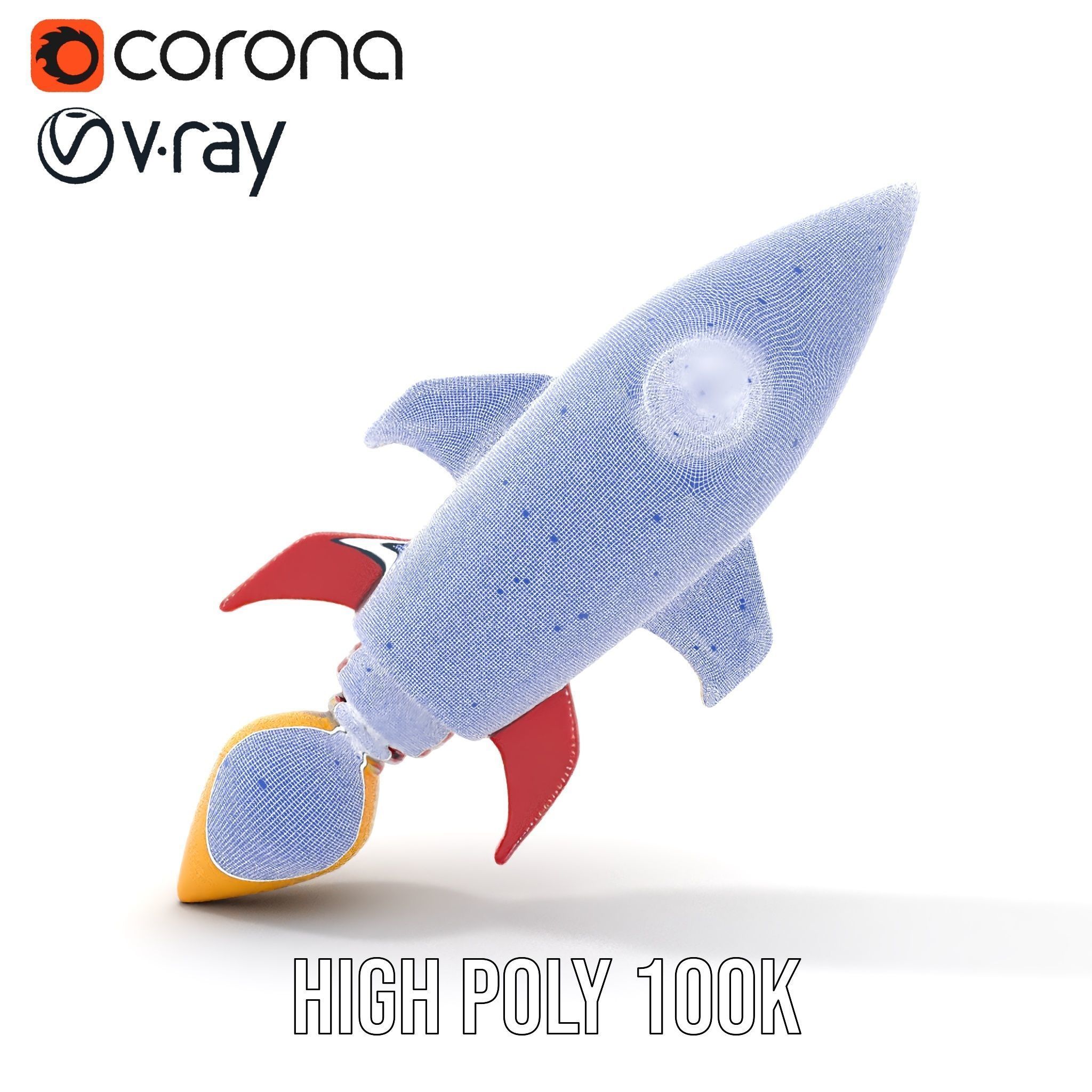 Retro Rocket Ship Model Pack with Vibrant Colors Low-poly 3D model_33