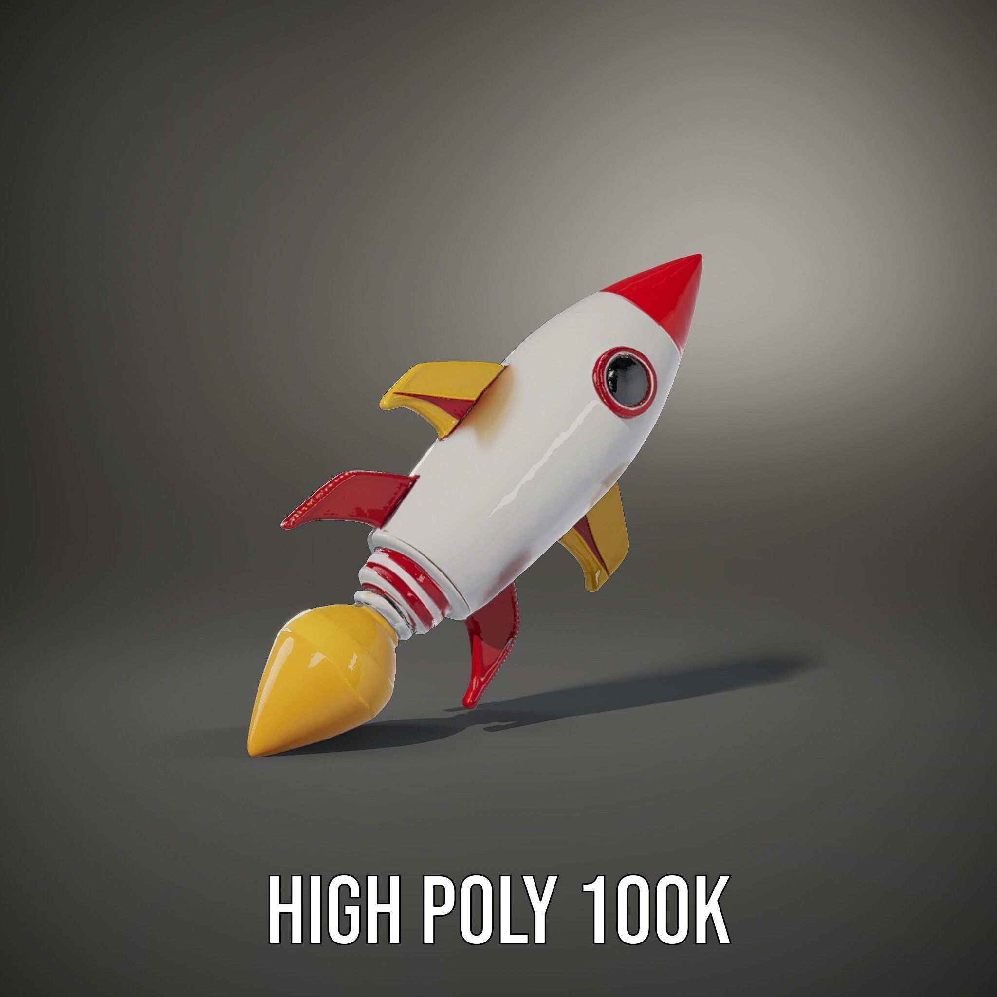 Retro Rocket Ship Model Pack with Vibrant Colors Low-poly 3D model_8