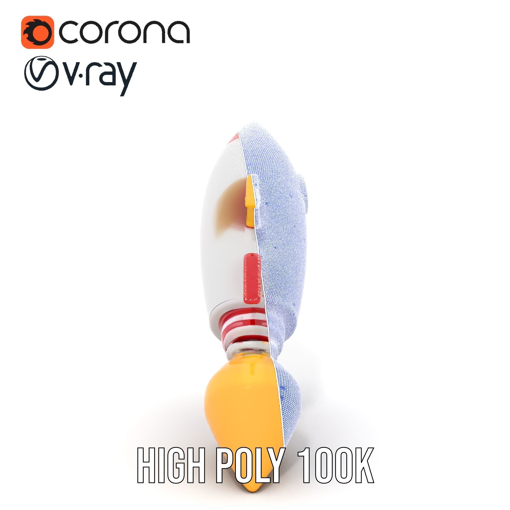 Retro Rocket Ship Model Pack with Vibrant Colors Low-poly 3D model_32
