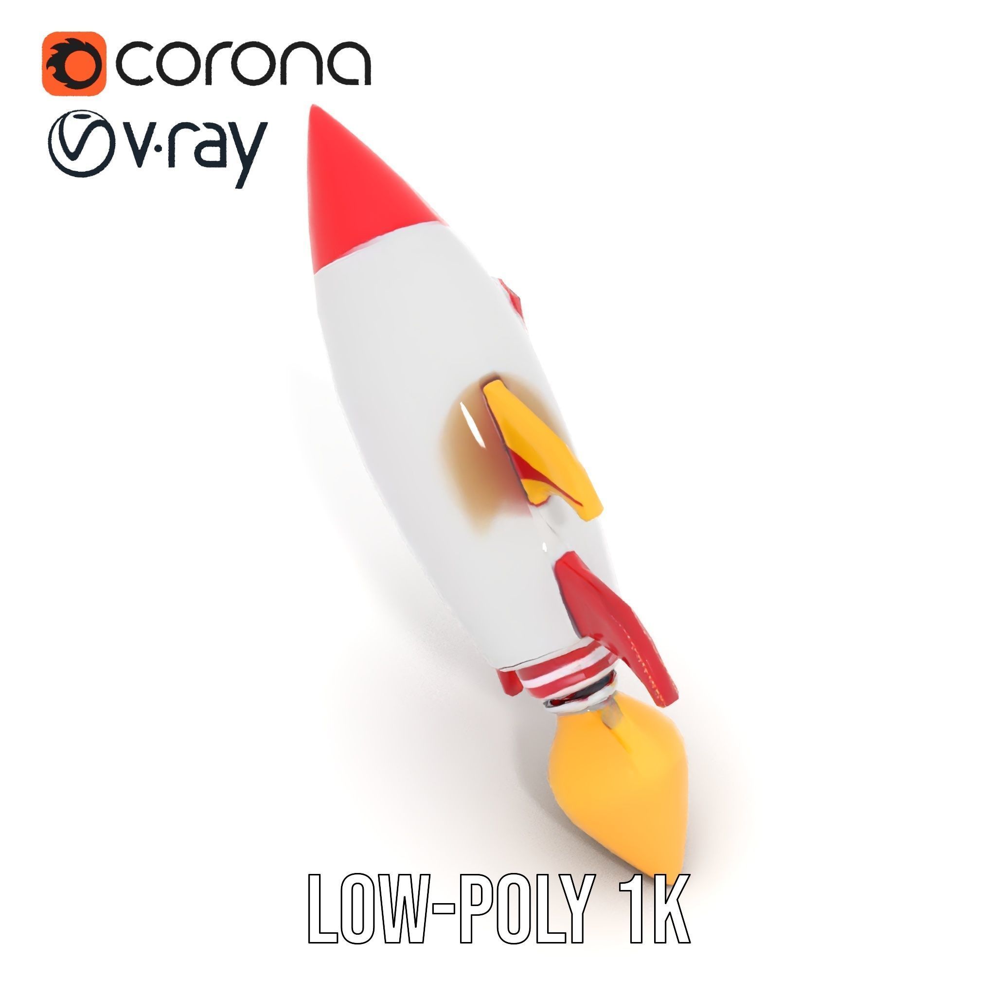 Retro Rocket Ship Model Pack with Vibrant Colors Low-poly 3D model_14