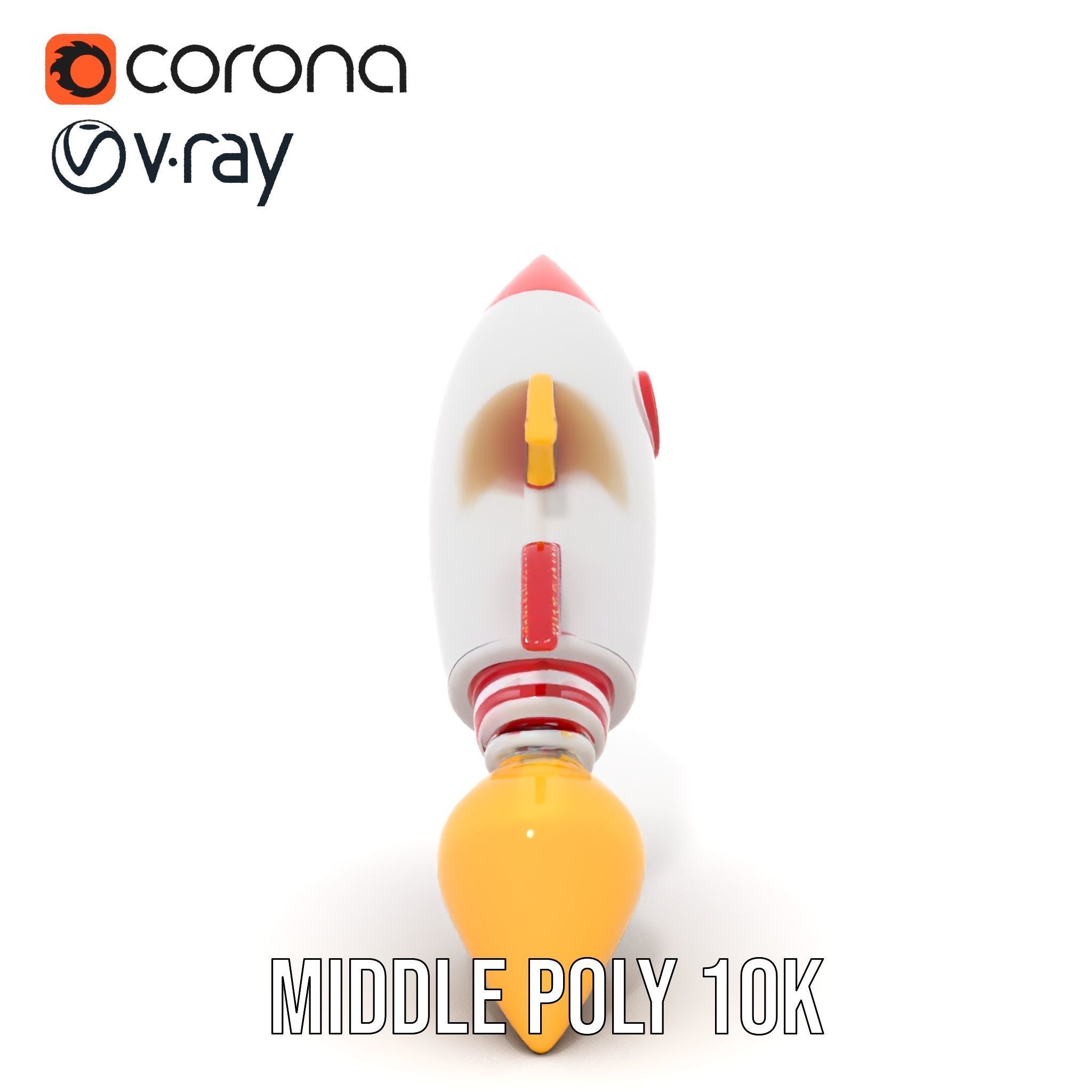Retro Rocket Ship Model Pack with Vibrant Colors Low-poly 3D model_13