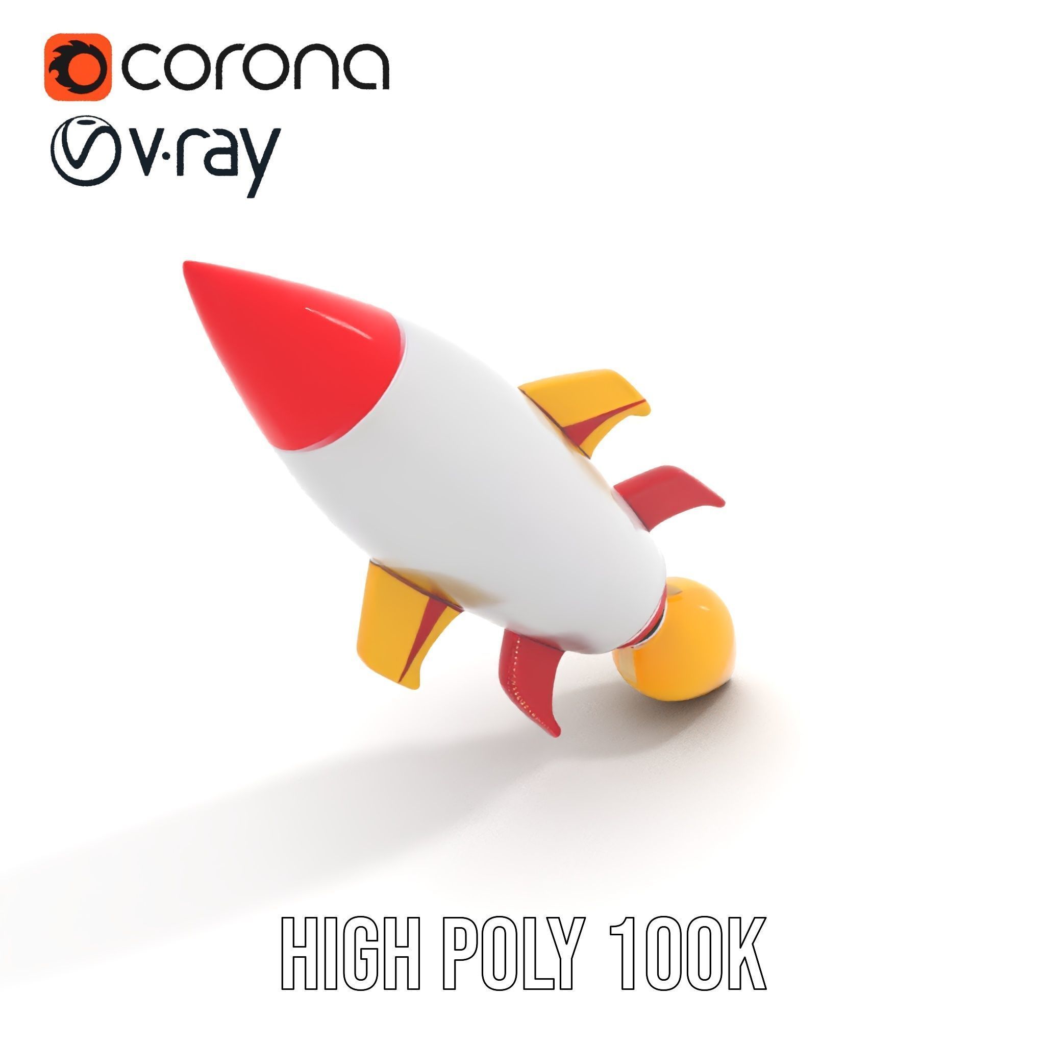Retro Rocket Ship Model Pack with Vibrant Colors Low-poly 3D model_17