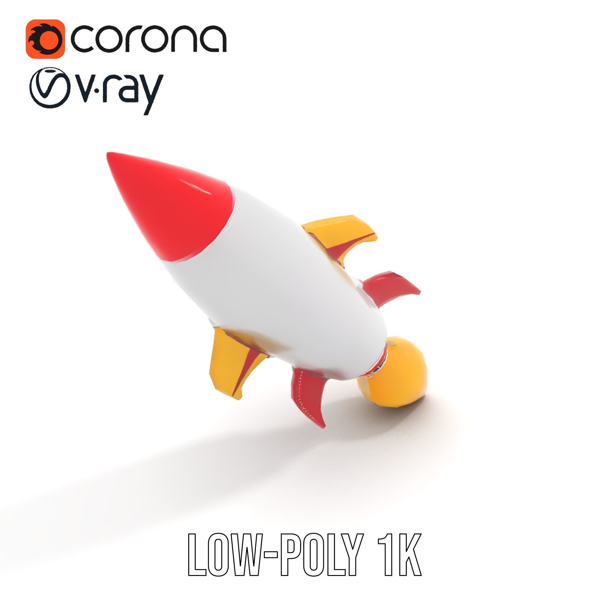 Retro Rocket Ship Model Pack with Vibrant Colors Low-poly 3D model_9