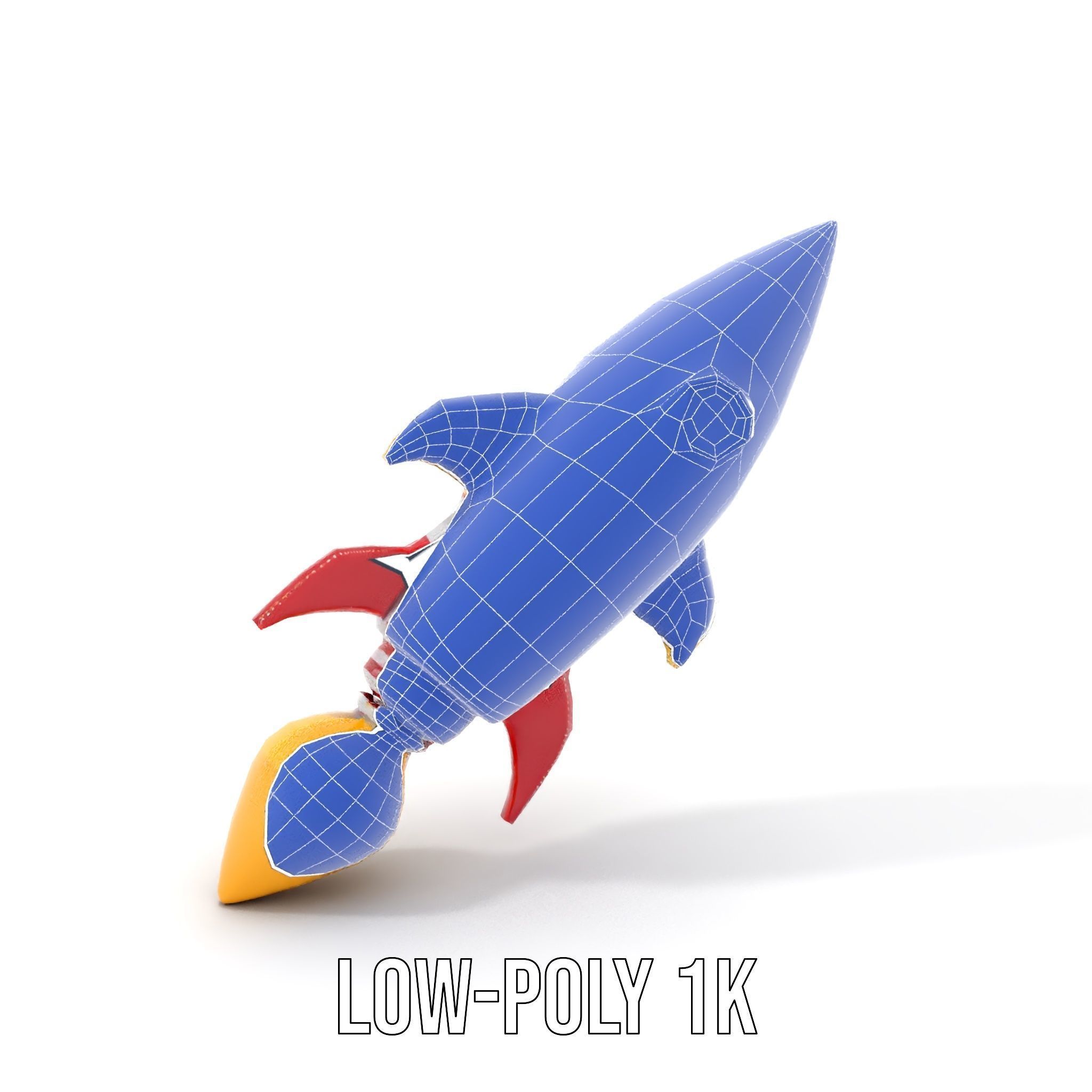 Retro Rocket Ship Model Pack with Vibrant Colors Low-poly 3D model_27