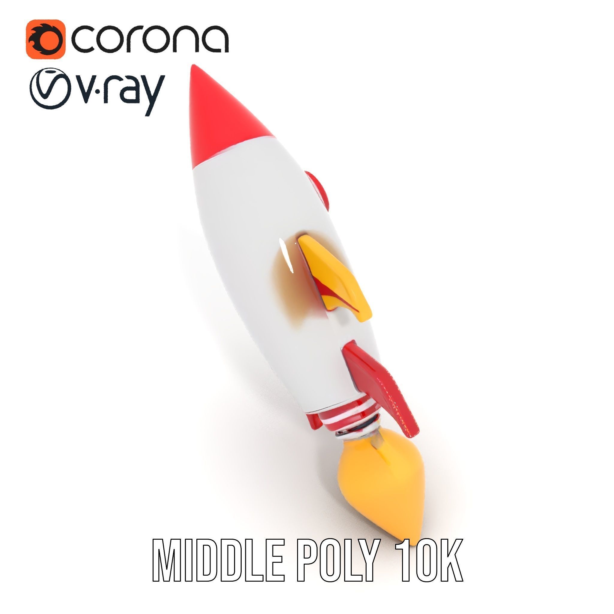 Retro Rocket Ship Model Pack with Vibrant Colors Low-poly 3D model_5