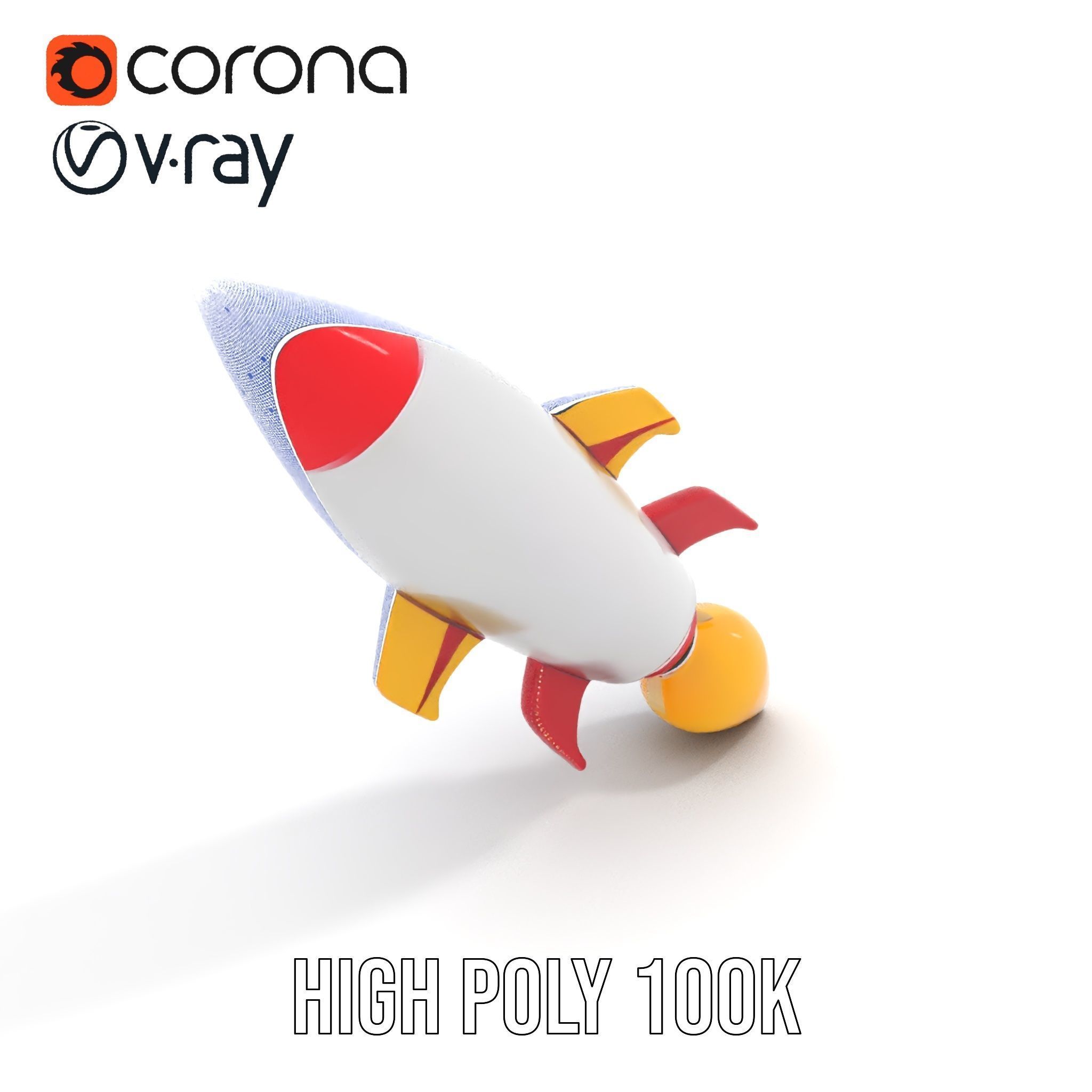 Retro Rocket Ship Model Pack with Vibrant Colors Low-poly 3D model_25