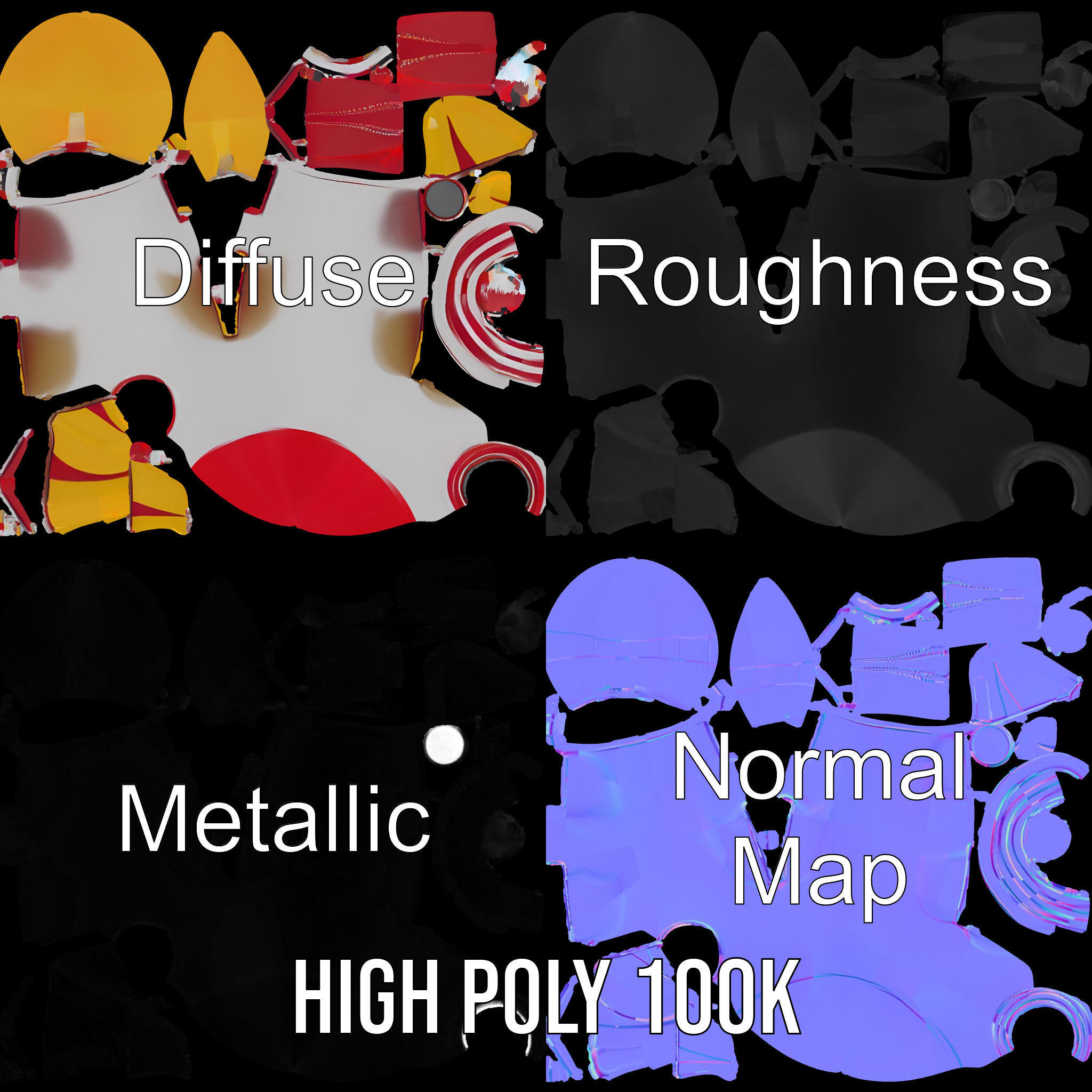 Retro Rocket Ship Model Pack with Vibrant Colors Low-poly 3D model_3