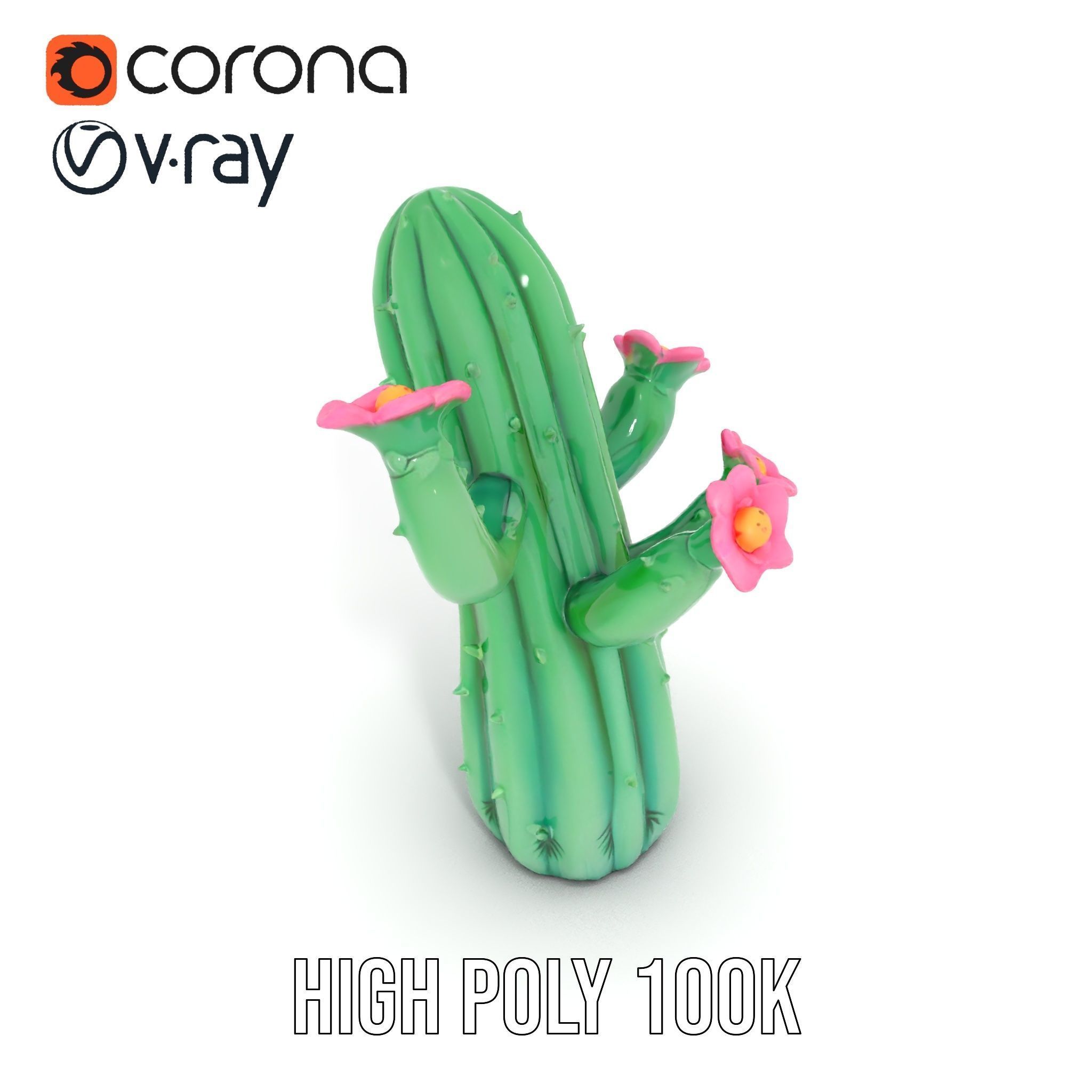 Inflatable Cactus with Flowers Model Pack Low-poly 3D model_9