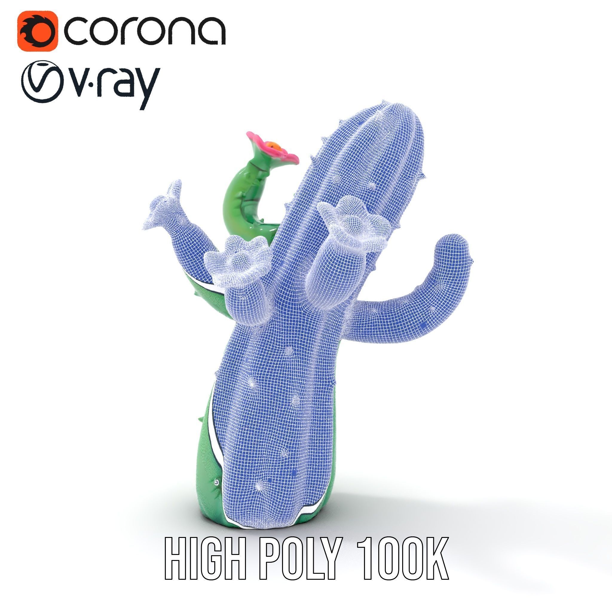 Inflatable Cactus with Flowers Model Pack Low-poly 3D model_34