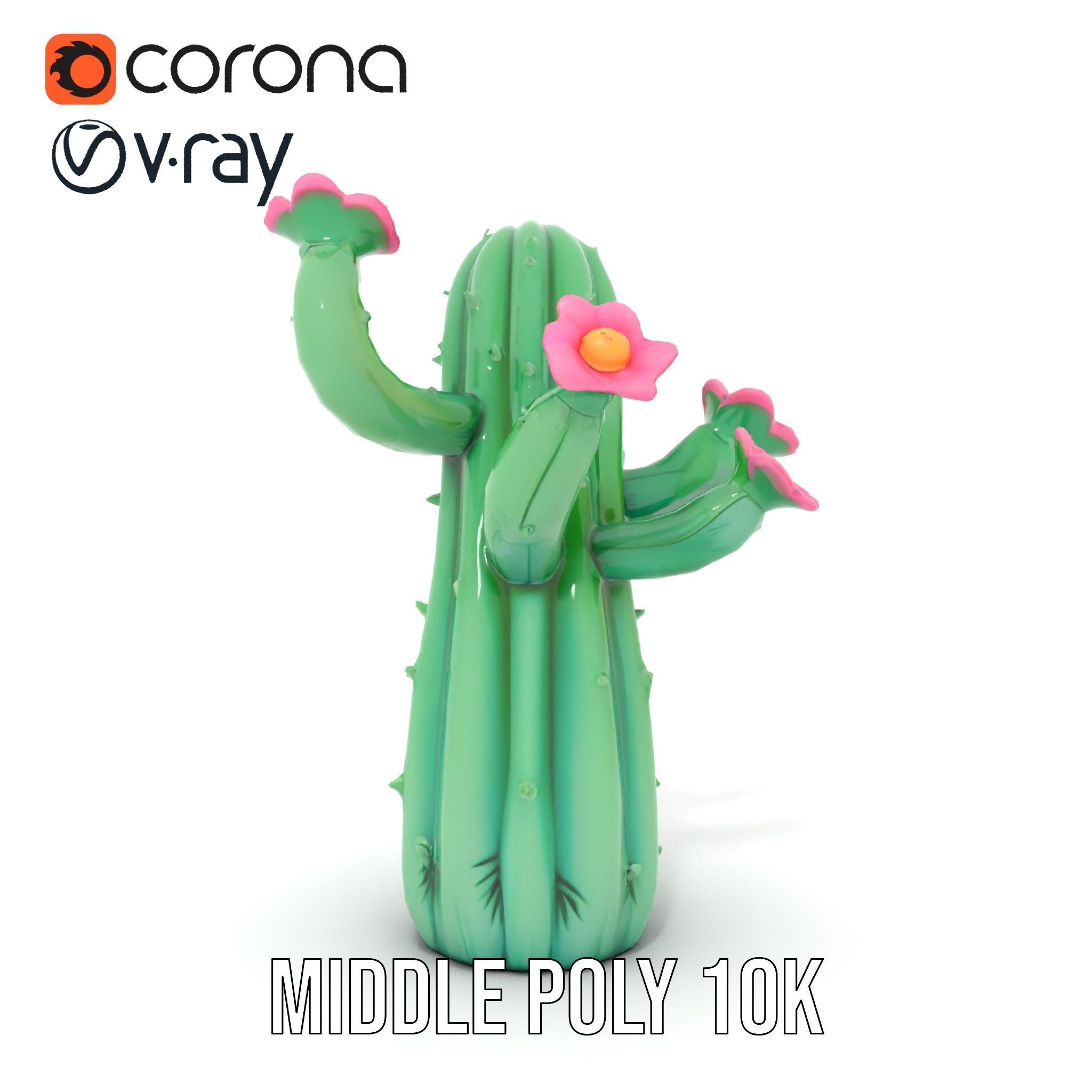 Inflatable Cactus with Flowers Model Pack Low-poly 3D model_10