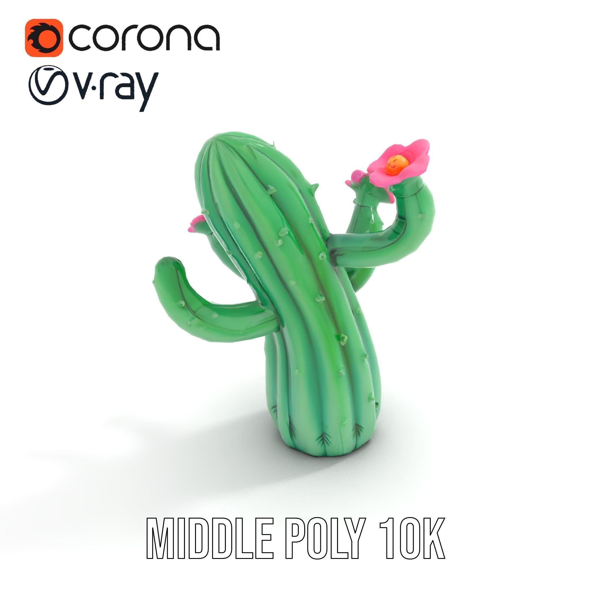 Inflatable Cactus with Flowers Model Pack Low-poly 3D model_6