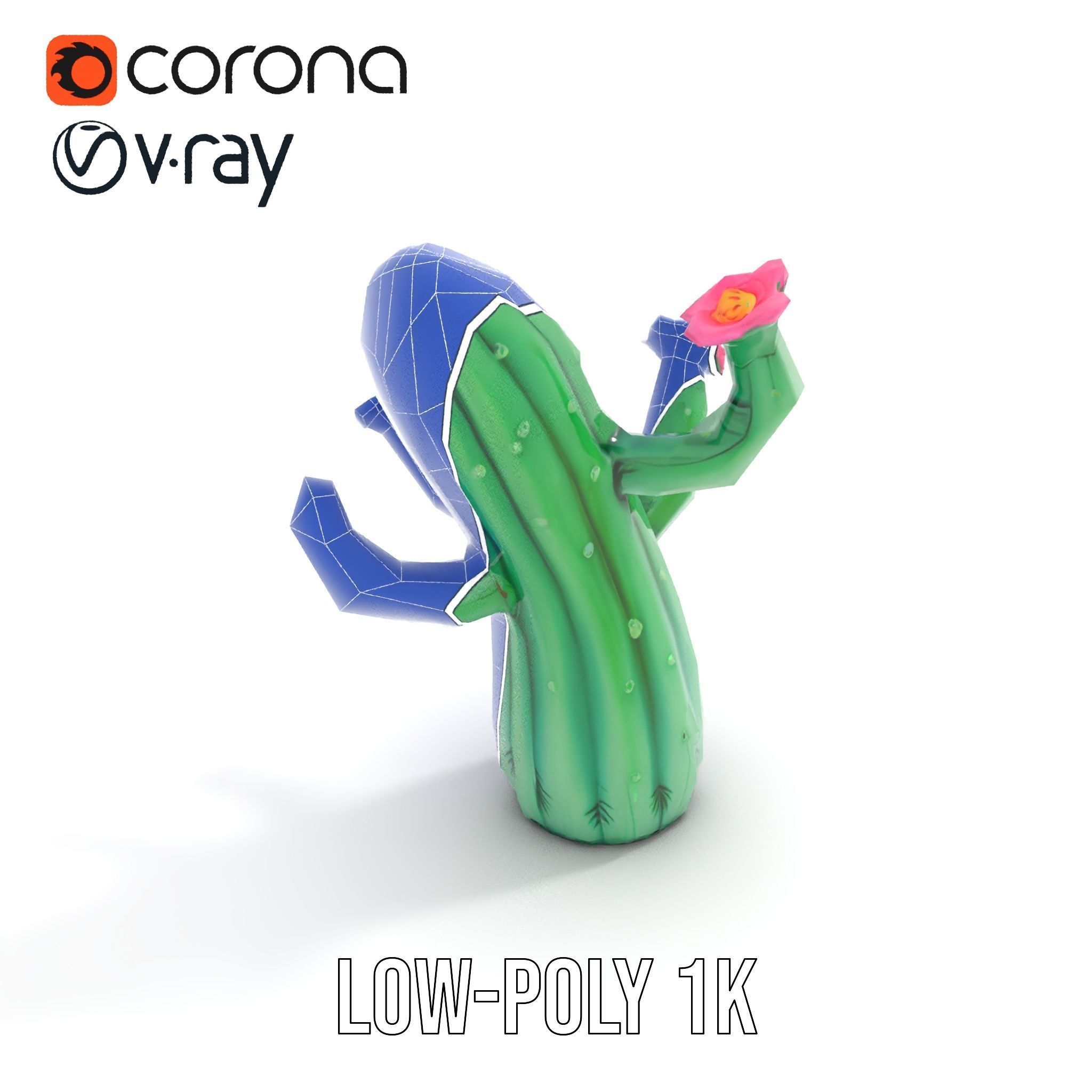 Inflatable Cactus with Flowers Model Pack Low-poly 3D model_19