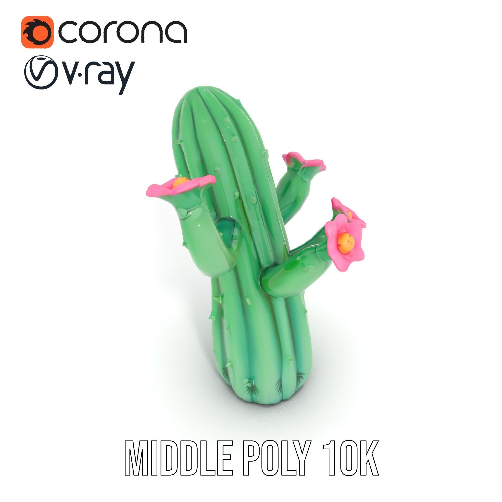 Inflatable Cactus with Flowers Model Pack Low-poly 3D model_13