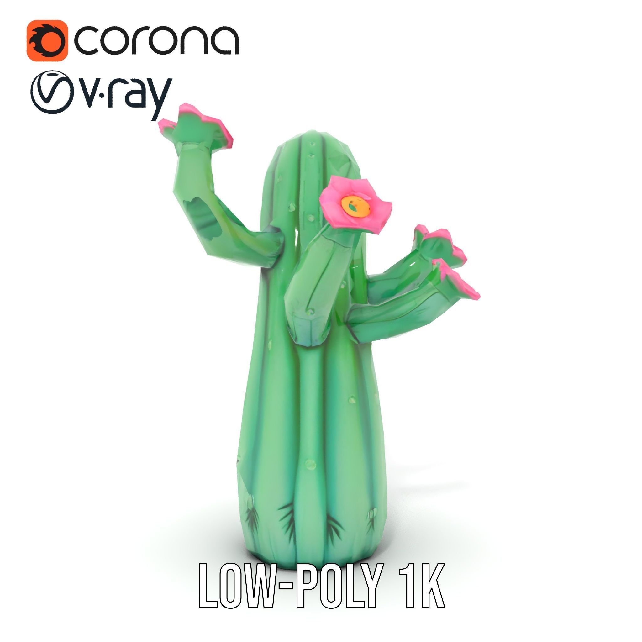 Inflatable Cactus with Flowers Model Pack Low-poly 3D model_14