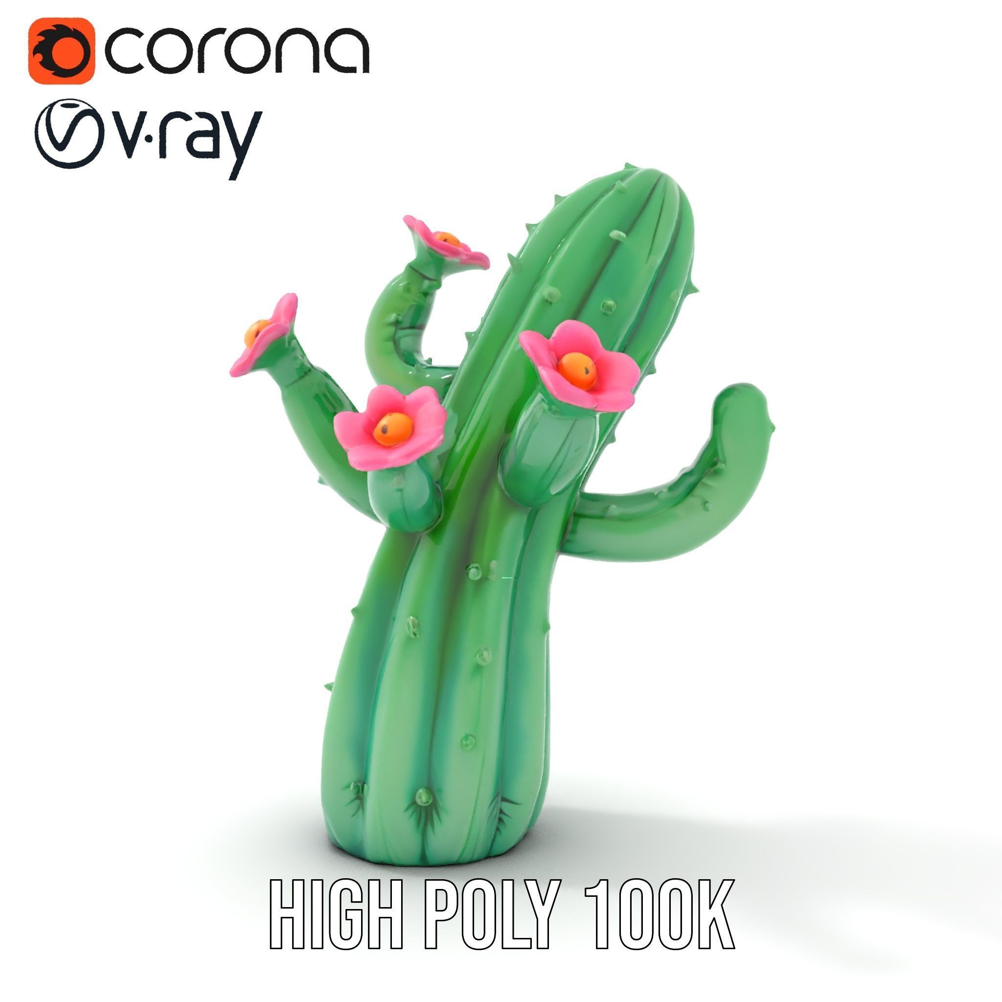 Inflatable Cactus with Flowers Model Pack Low-poly 3D model_28