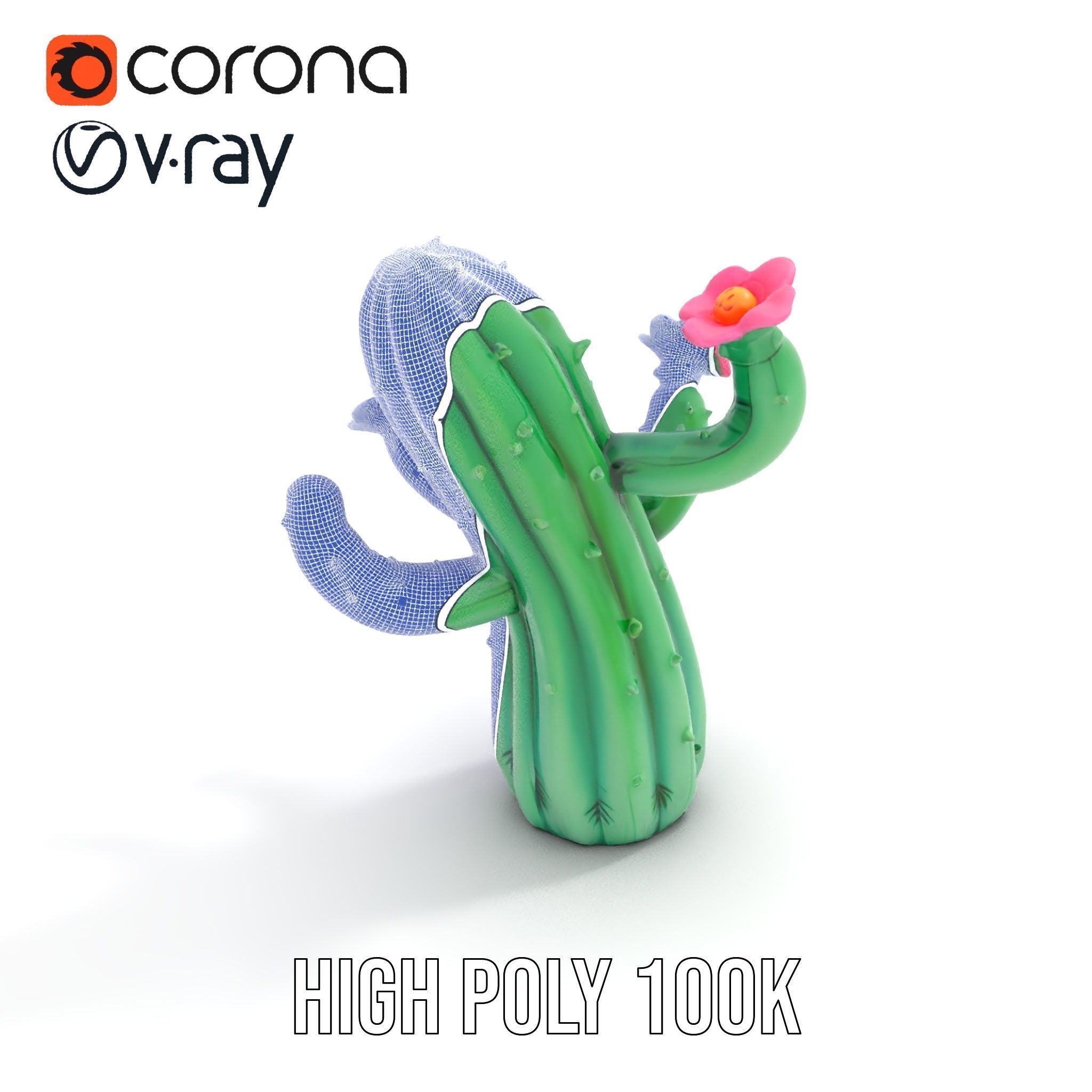 Inflatable Cactus with Flowers Model Pack Low-poly 3D model_31