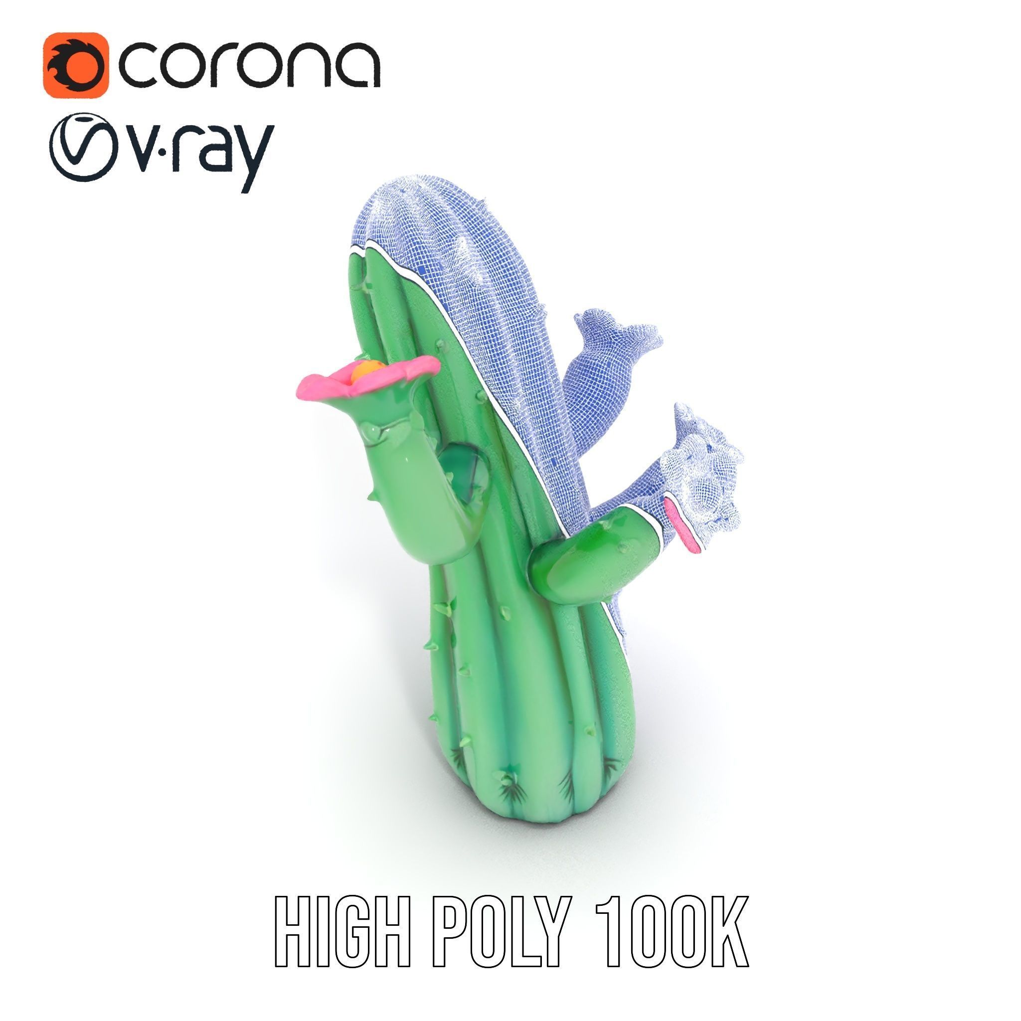 Inflatable Cactus with Flowers Model Pack Low-poly 3D model_32
