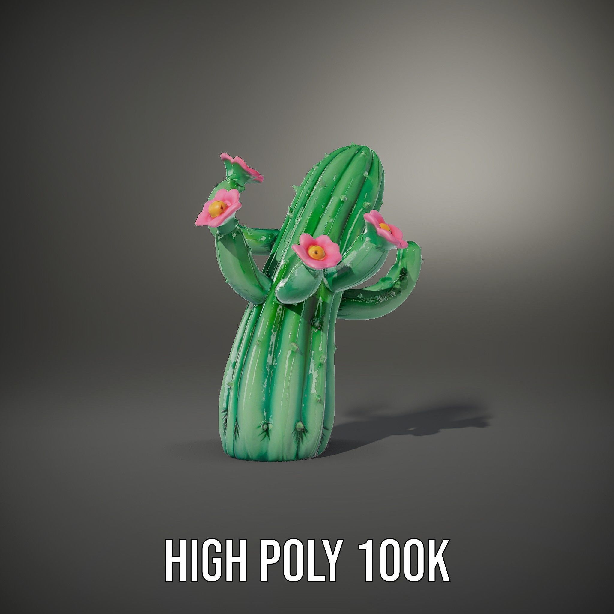 Inflatable Cactus with Flowers Model Pack Low-poly 3D model_12