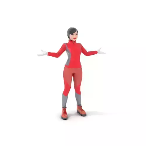 Athletic Female Character Rigged and Animated in Sporty Outfit Low-poly 3D model