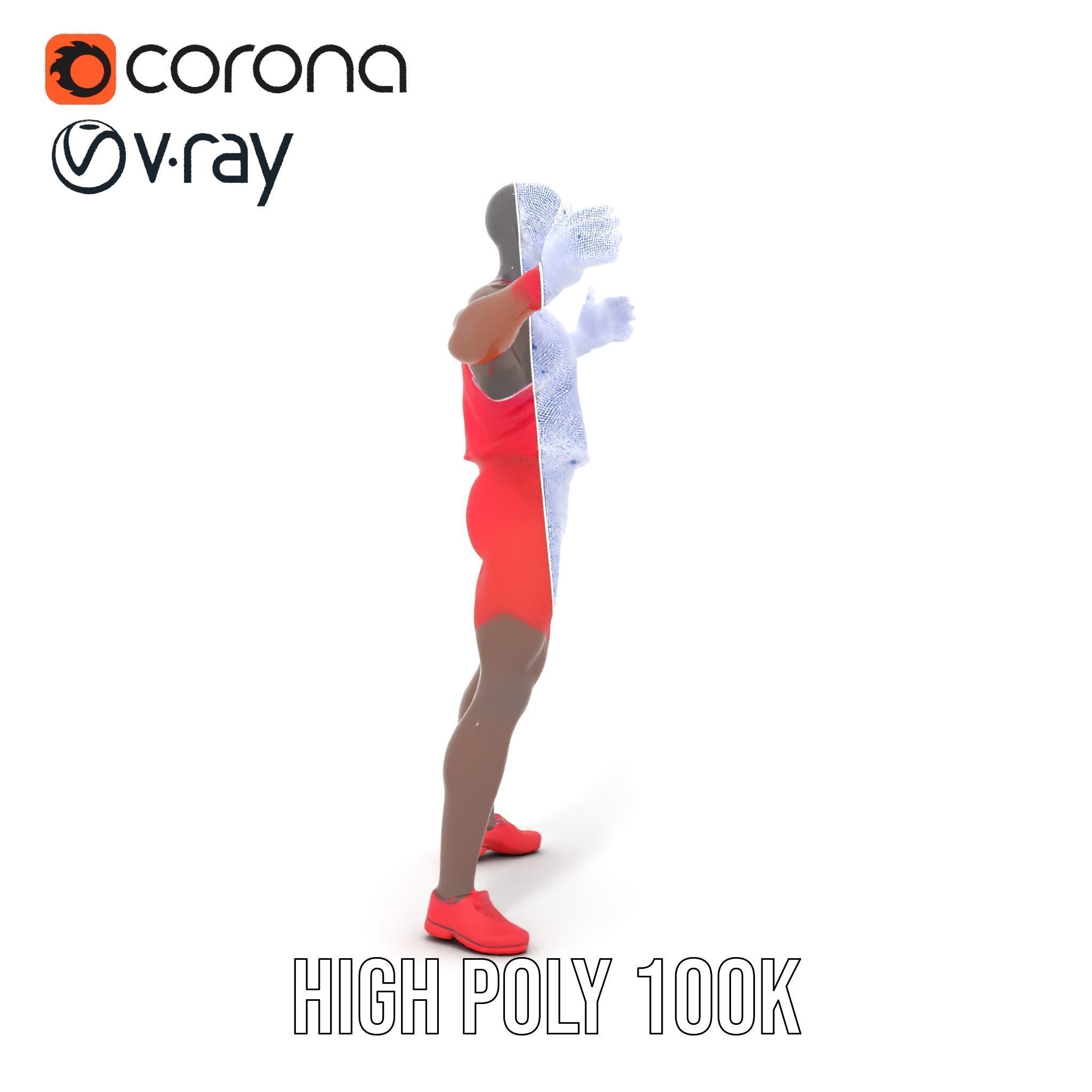 Athletic Runner Rigged and Animated Character Model Low-poly 3D model_29