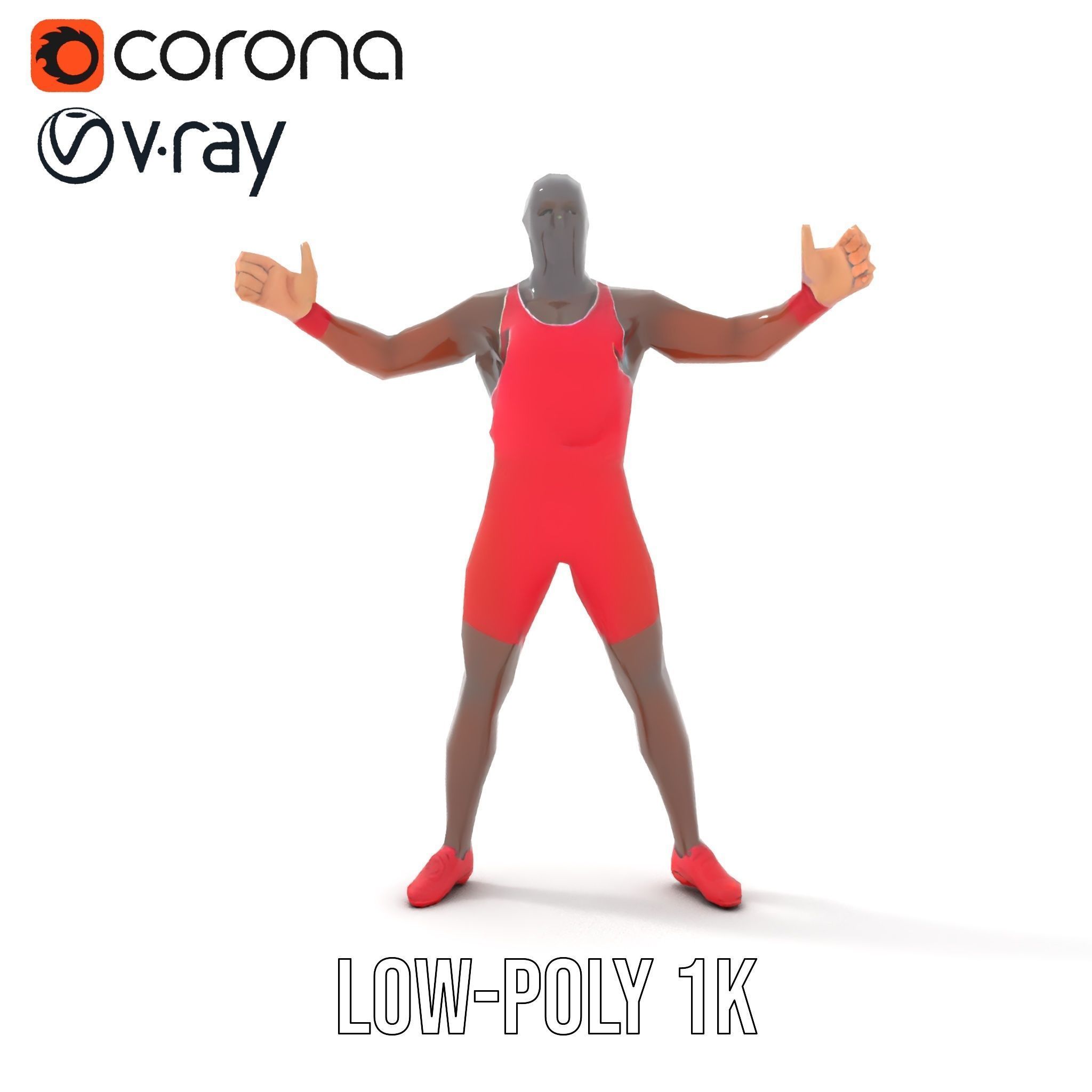 Athletic Runner Rigged and Animated Character Model Low-poly 3D model_14