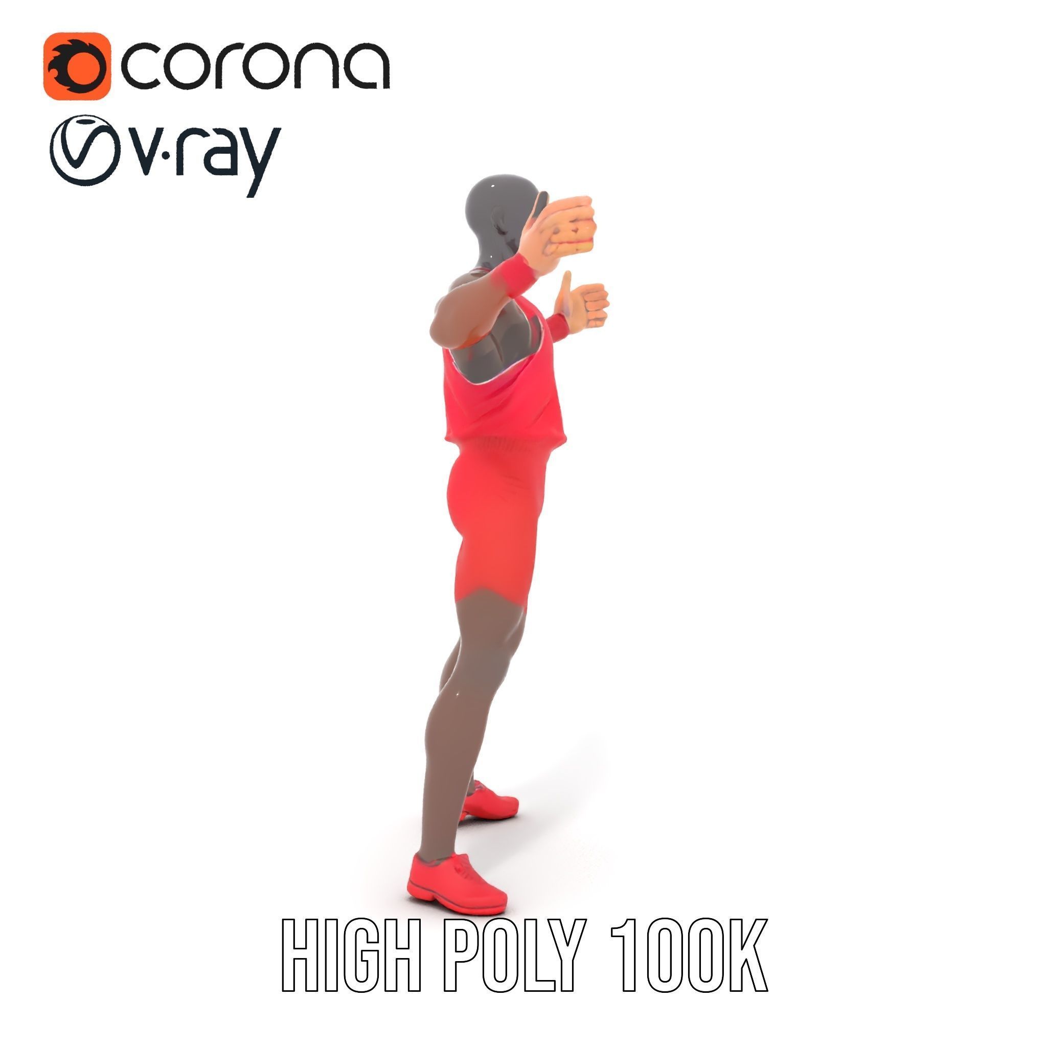 Athletic Runner Rigged and Animated Character Model Low-poly 3D model_35