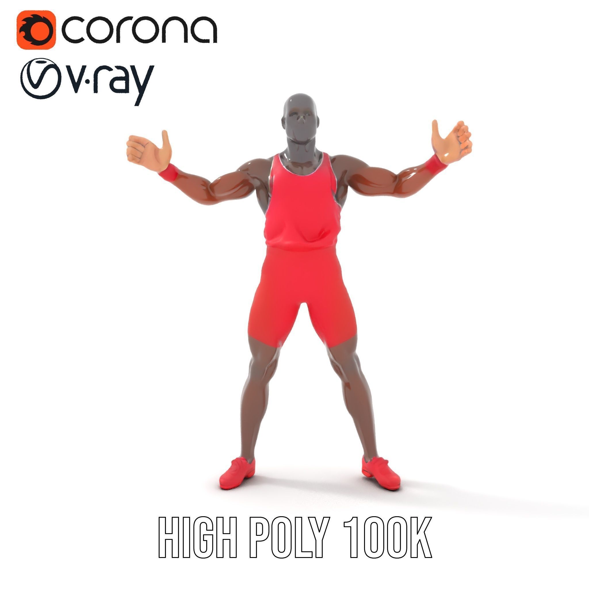 Athletic Runner Rigged and Animated Character Model Low-poly 3D model_26