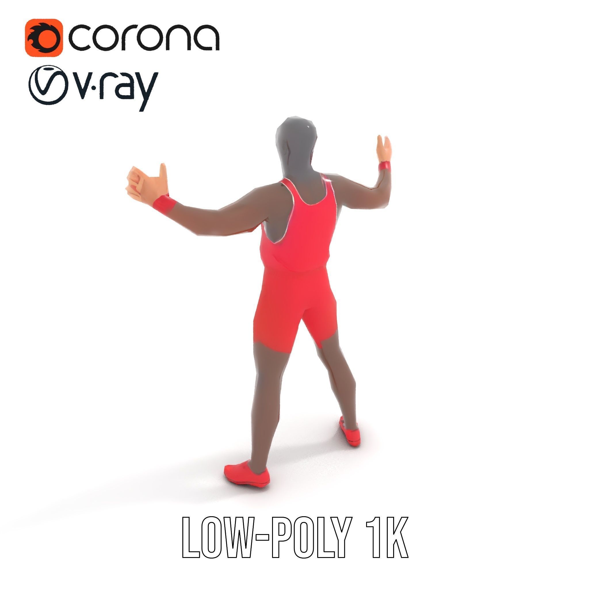 Athletic Runner Rigged and Animated Character Model Low-poly 3D model_7